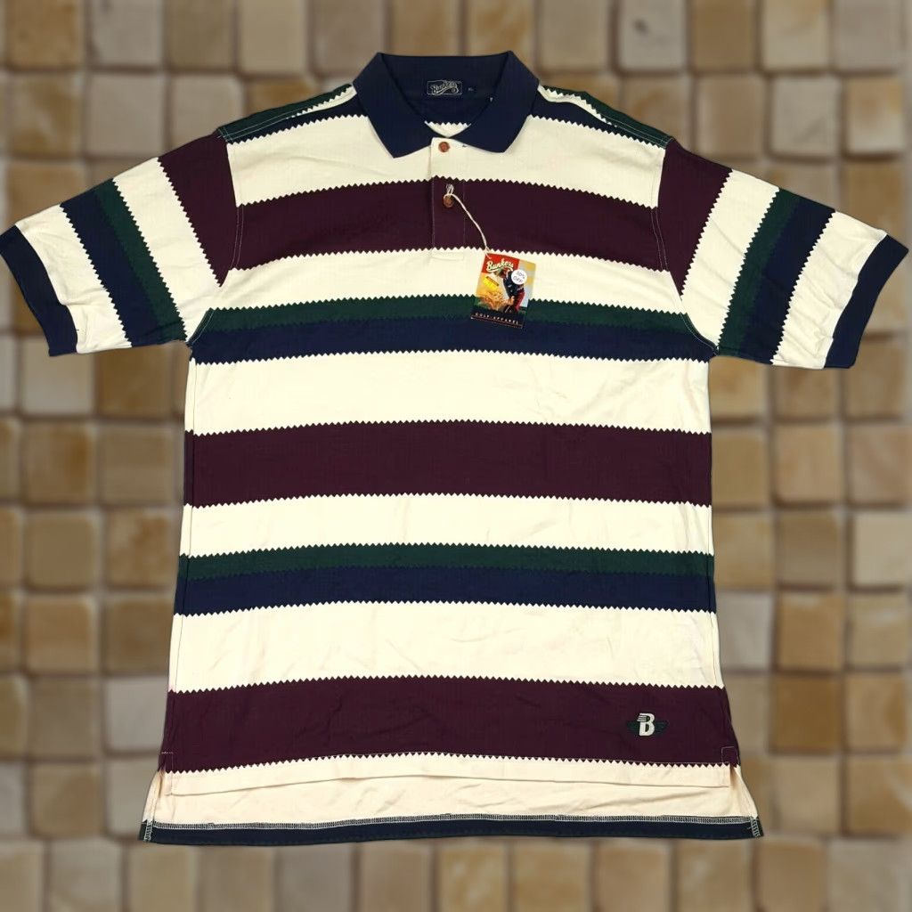 Vintage VTG Bunkers Golf Striped Men's Size 2XL Retro Sports Short Sleeve Polo Shirt Size US XXL / EU 58 / 5 - 1 Thumbnail