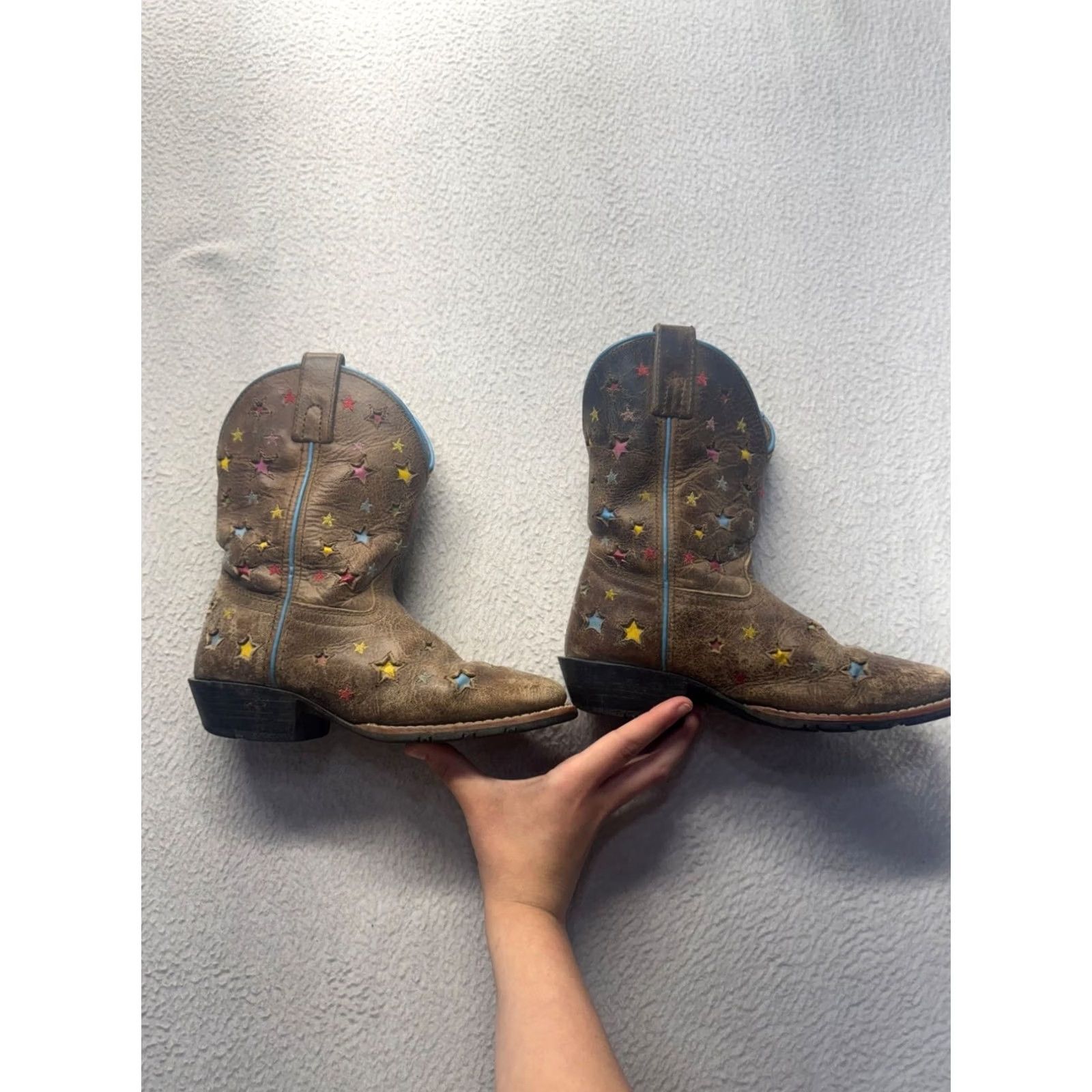 Ariat Ariat Western Boots Star Print Leather Brown Blue Trim Size 8 Womens Size US 8 / IT 38 - 5 Thumbnail