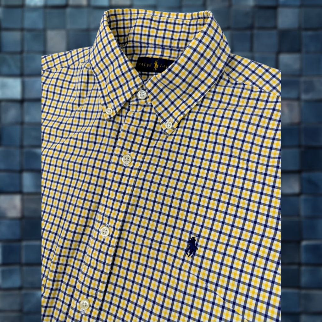 Polo Ralph Lauren VINTAGE Polo Ralph Lauren Button-Down Long Sleeve Shirt Men M Plaid Blue Yellow Cotton Size US M / EU 48-50 / 2 - 1 Thumbnail