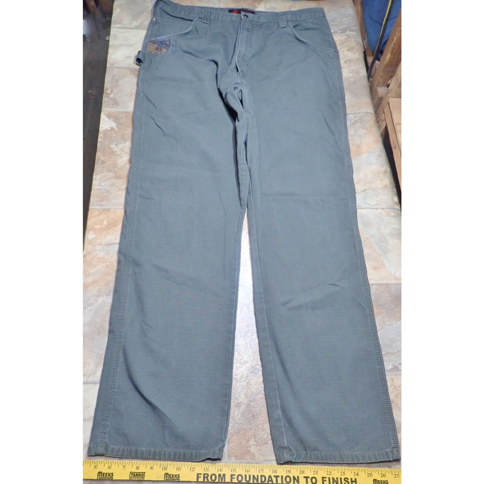 Wrangler VINTAGE Wrangler RIGGS Workwear Carpenter Pants Mens 42 Green Blue Ripstop Denim Outdoor Workwear 90s Size US 42 / EU 58 - 3 Thumbnail