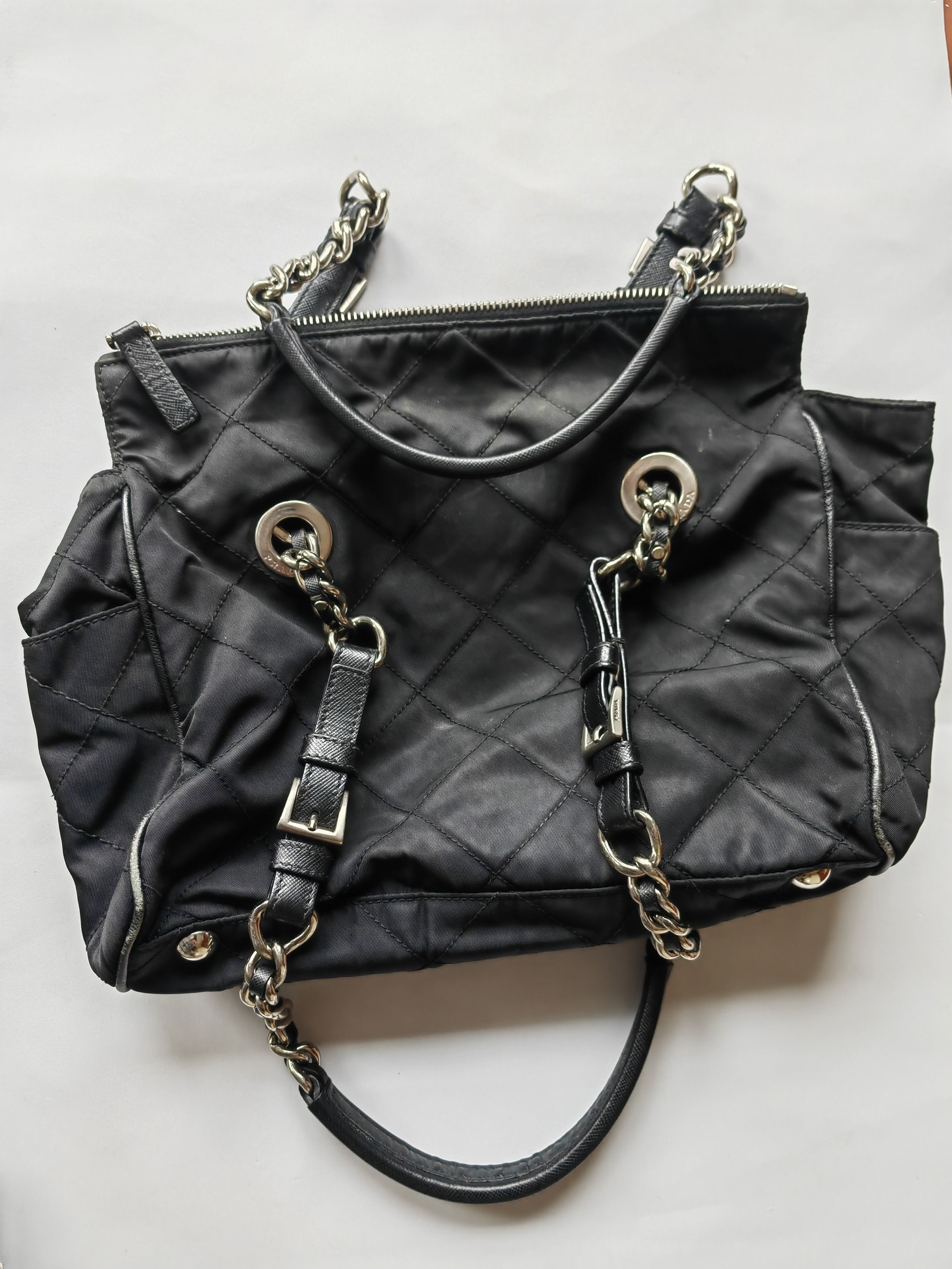 Prada Authentic Prada Shoulder Bag Nylon Chain Side Logo Black Size ONE SIZE - 1 Thumbnail