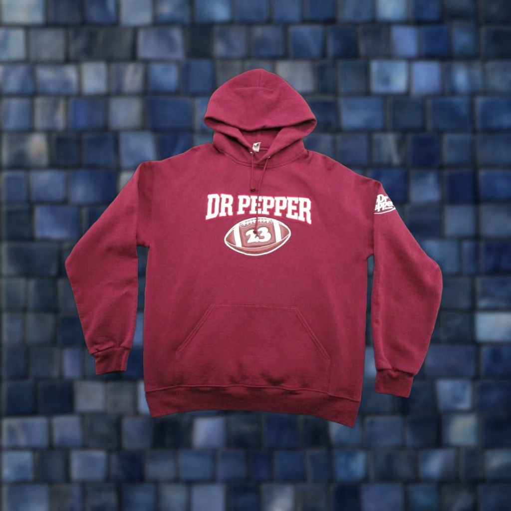 Jerzees Dr Pepper #23 Football Embroidered Pullover Hoodie Mens Size L Multicolor Sports Embroidered Hoodie Men L Size US L / EU 52-54 / 3 - 1 Thumbnail