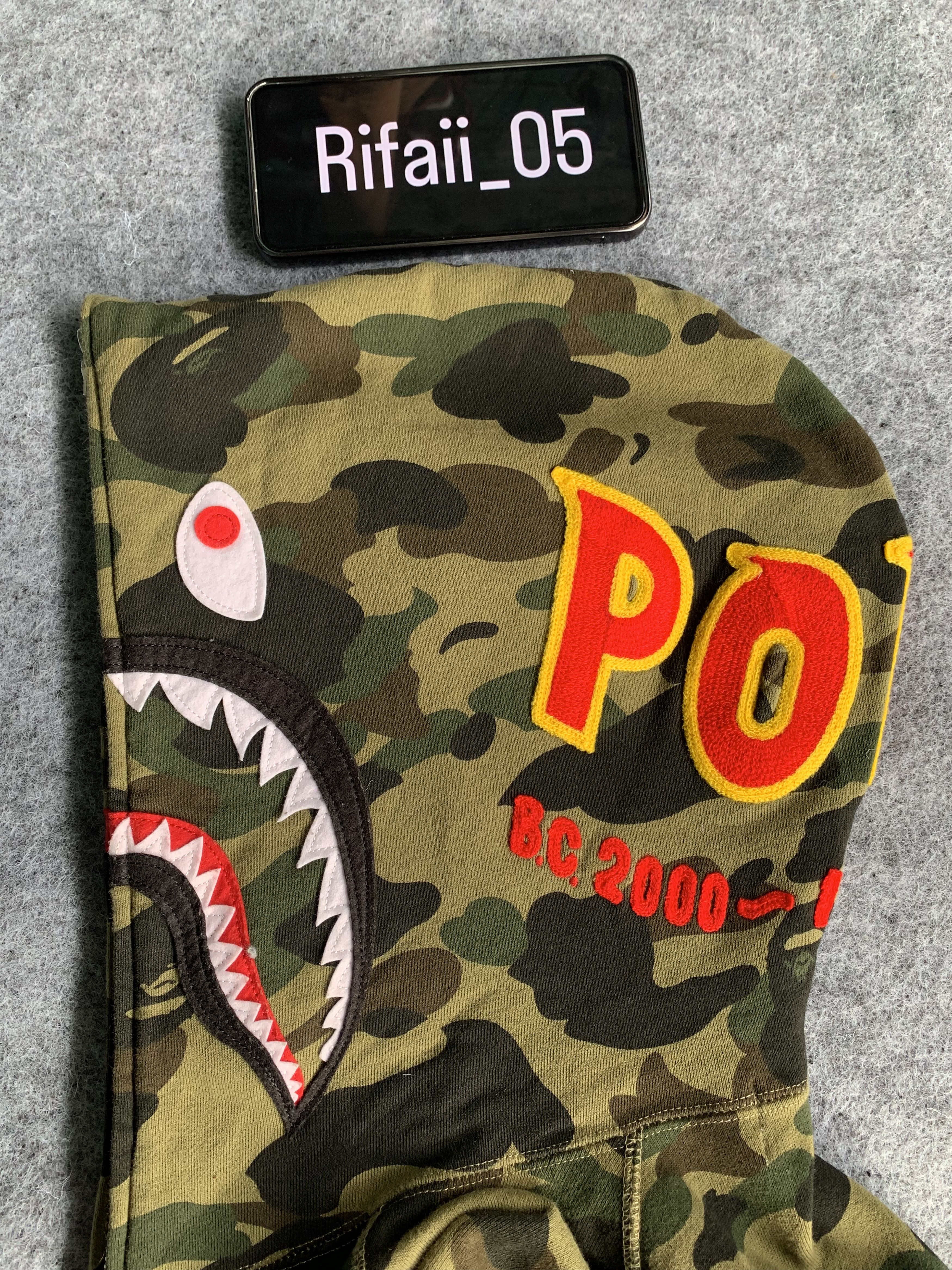 Bape Bape shark hoodie green camo Size US M / EU 48-50 / 2 - 5 Thumbnail