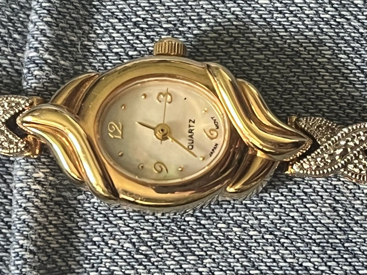 Other Vintage Garnet Diamond Gold Tone Watch 7" Works New Battery Size ONE SIZE - 4 Thumbnail