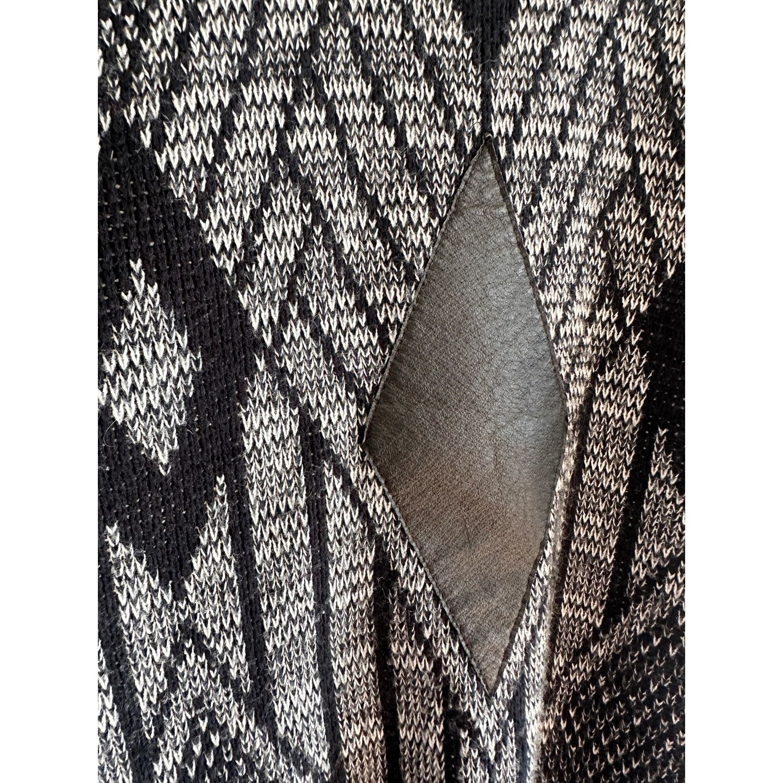 Vintage 80s Leather Diamond Grandpa Sweater Men's 1X Size US XL / EU 56 / 4 - 5 Thumbnail