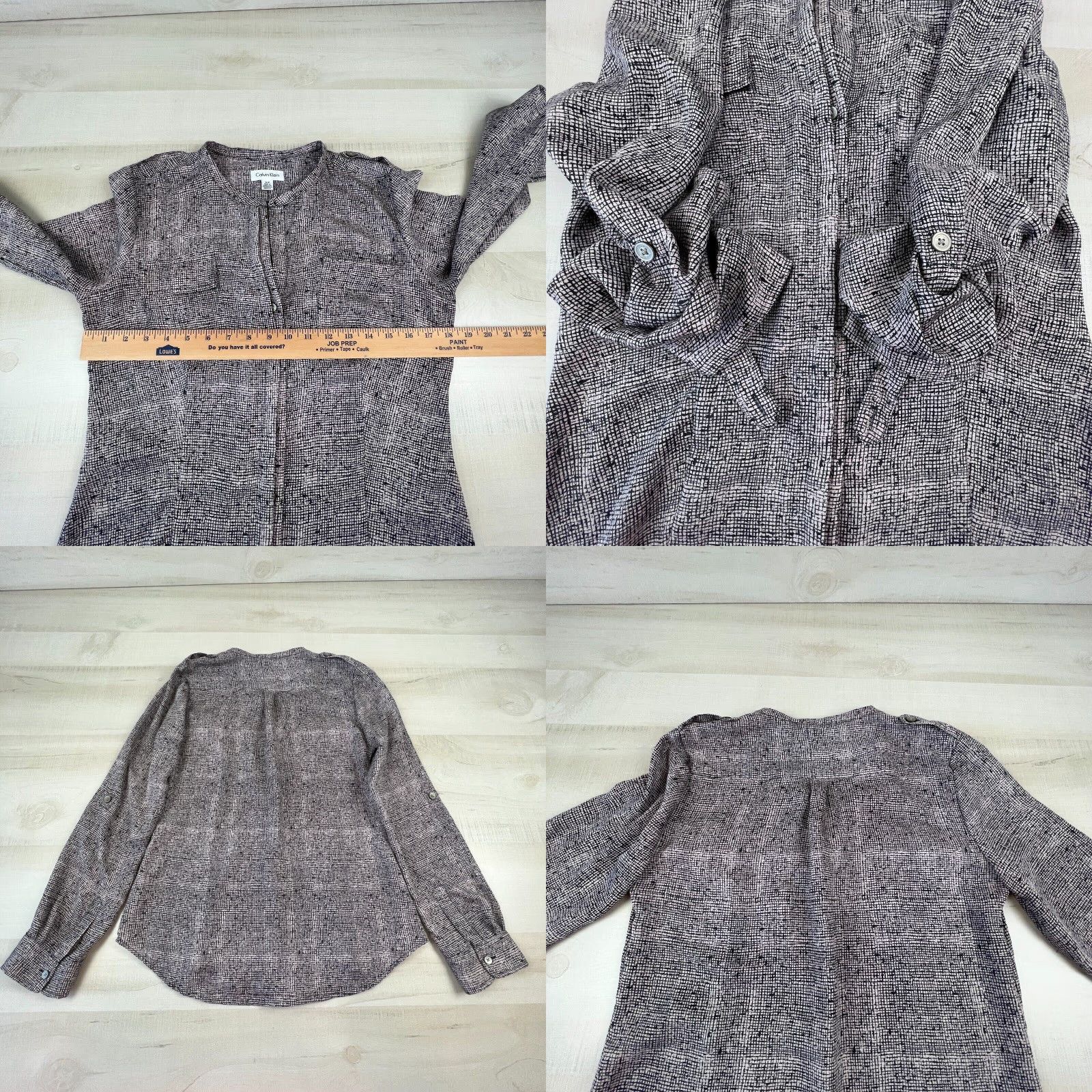 Calvin Klein Calvin Klein Womens Small Top Career Casual Roll Tab Shirt Size S / US 4 / IT 40 - 8 Thumbnail