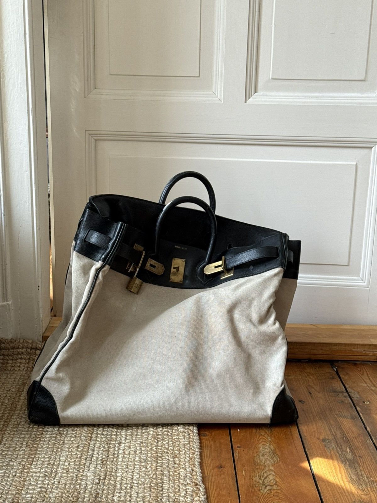 Hermes Hermes Birkin HAC 55 1977 Toille Black Size ONE SIZE - 3 Thumbnail