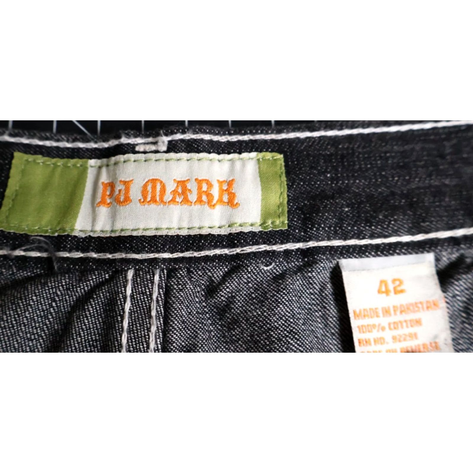 Denime VINTAGE PJ MARK Jeans 38 x 31 Baggy Loose Fit 90s Hip Hop Black Denim White Stitch Unworn Mens Size US 39 - 3 Thumbnail