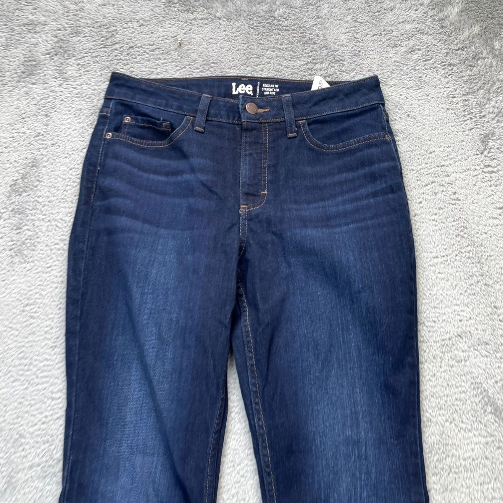 Lee Lee Jeans Womens 10 Blue Straight Leg Regular Fit Mid Rise Denim Cotton Stretch Jeans 5-Pocket Gray? Size 32" / US 10 / IT 46 - 5 Thumbnail