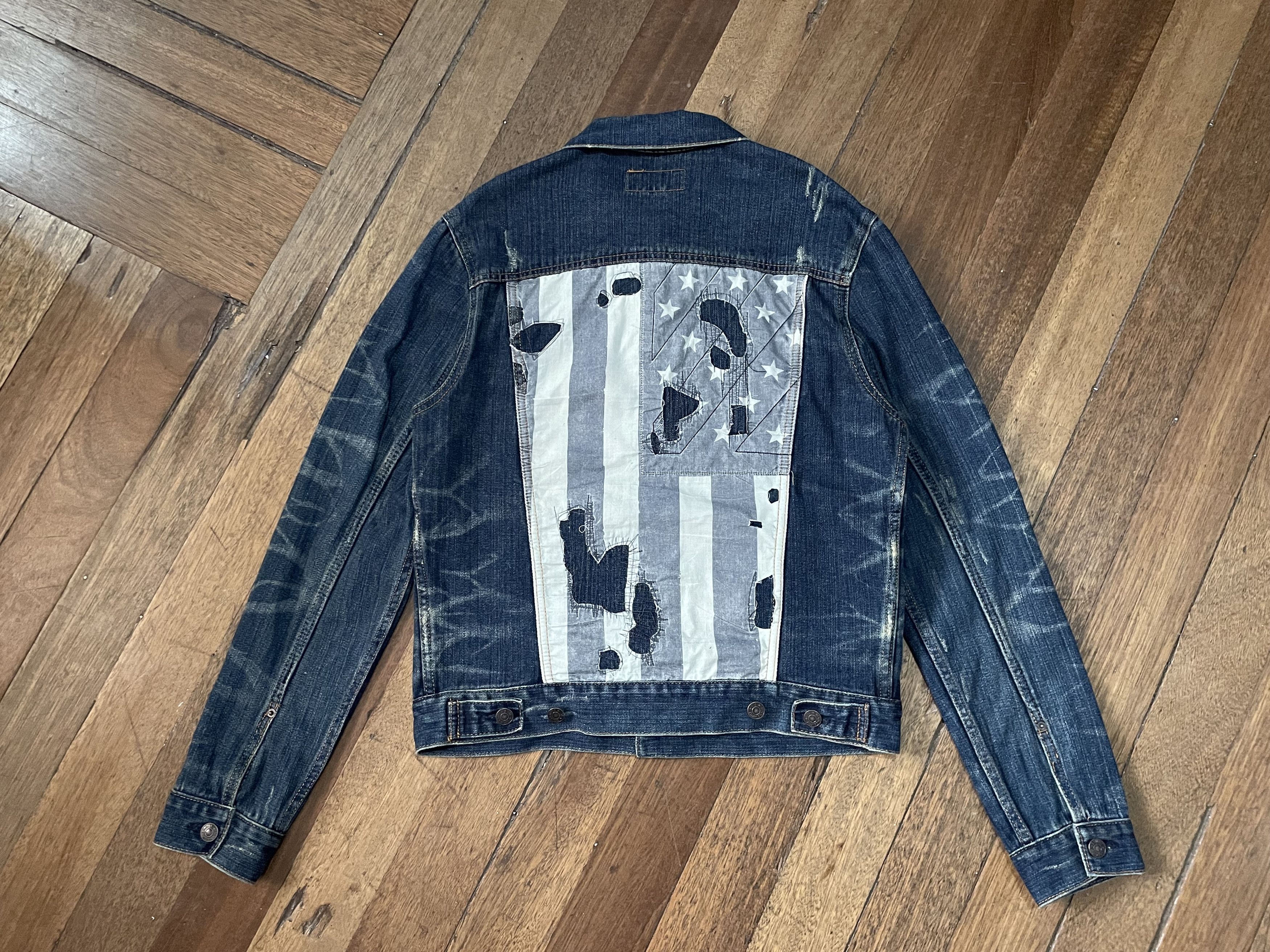 Denim & Supply Ralph Lauren Denim Trucker Jacket - American Flag Damage Patch Size US L / EU 52-54 / 3 - 8 Thumbnail