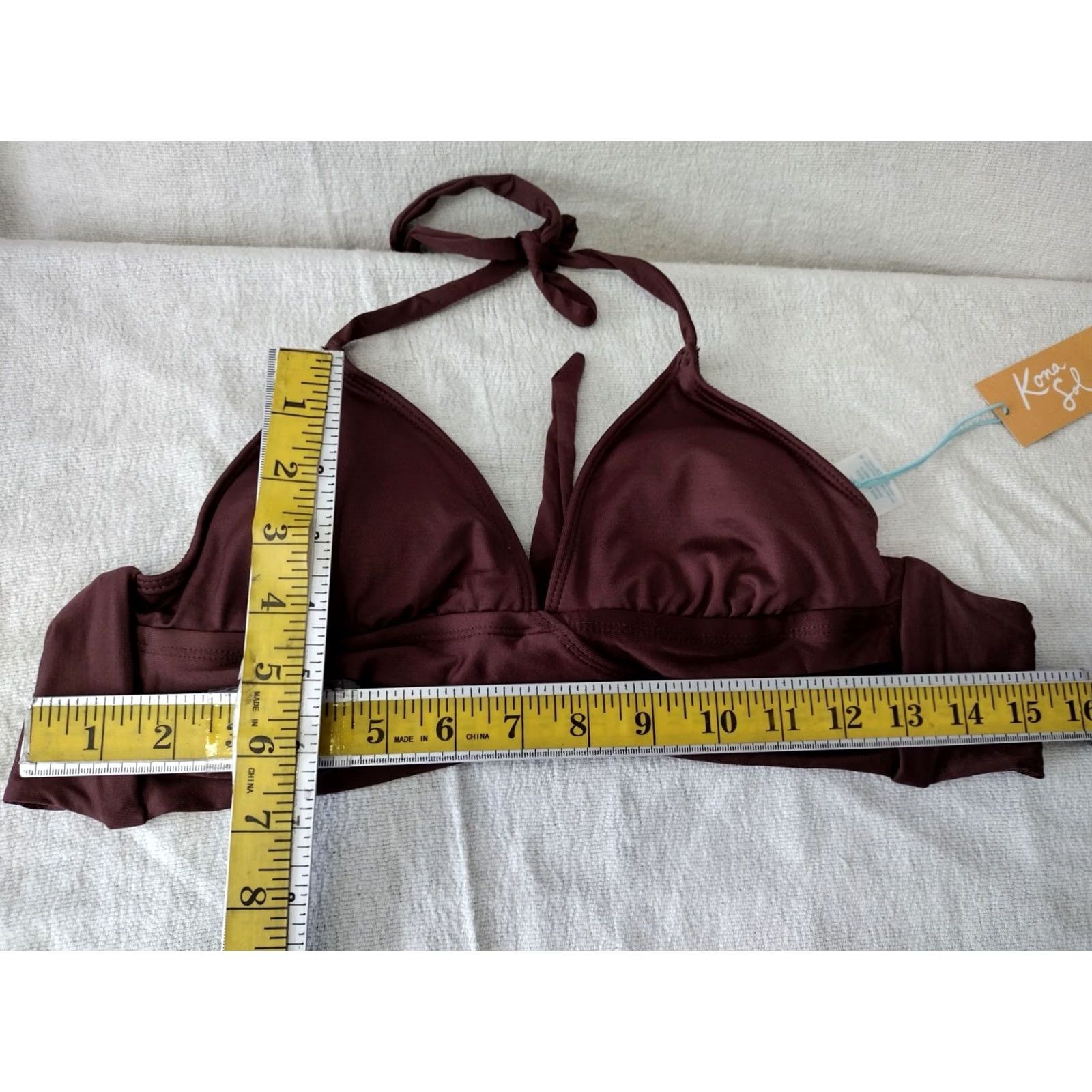 Vintage Kona Sol Bikini Top Women S Brown Halter Adjustable Strap Faux Wrap 4-6 Solid Royal Theme Size S / US 4 / IT 40 - 4 Thumbnail