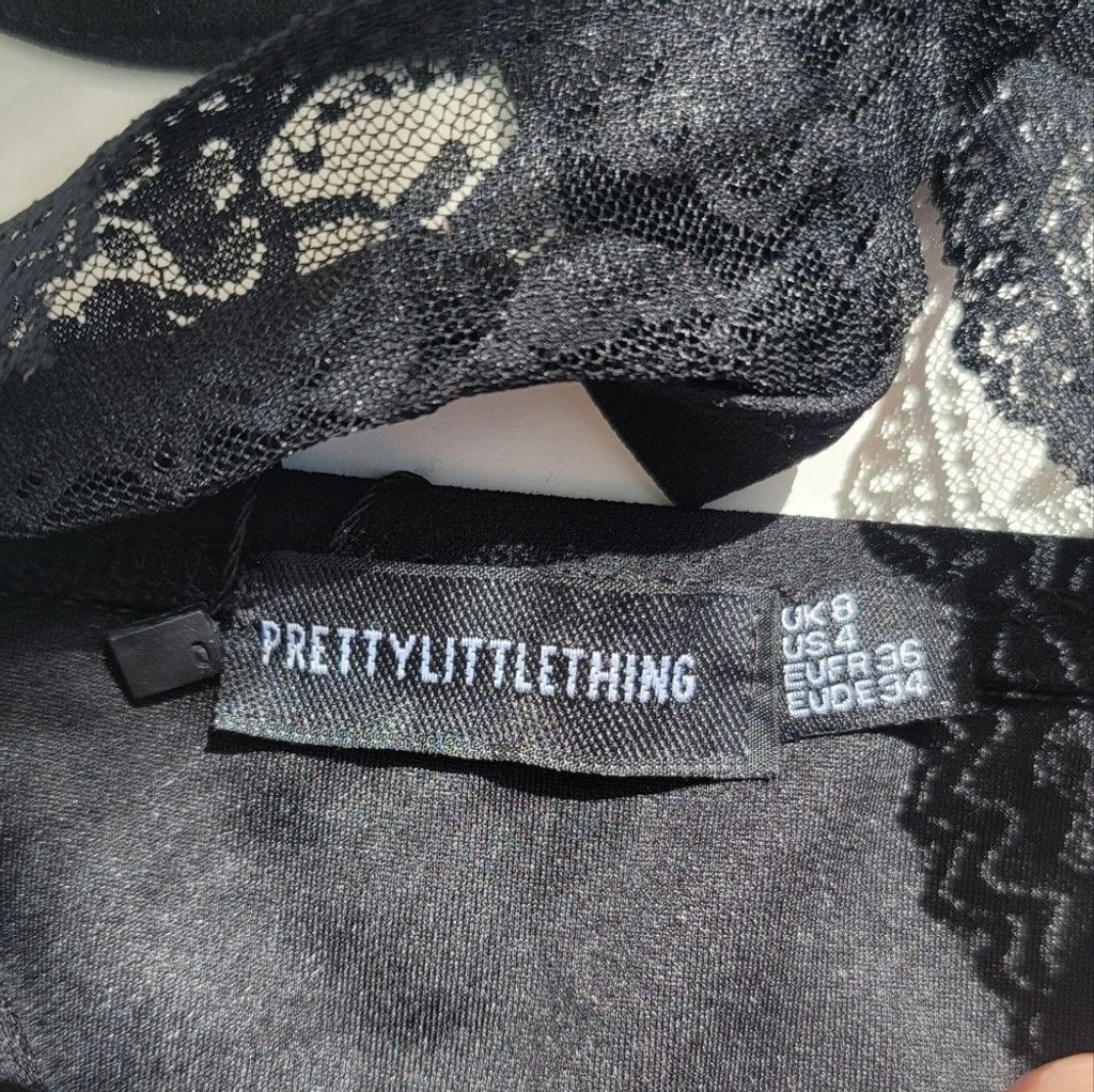 PrettyLittleThing NWT PrettyLittleThing Black LaceTrim High Neck Bodycon Dress Size S / US 4 / IT 40 - 8 Thumbnail