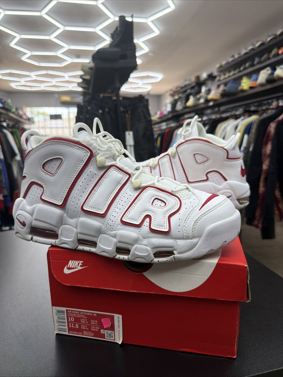 Nike Size 10 - Nike Air More Uptempo White Varsity Red 2021 Size US 10 / EU 43 - 4 Thumbnail