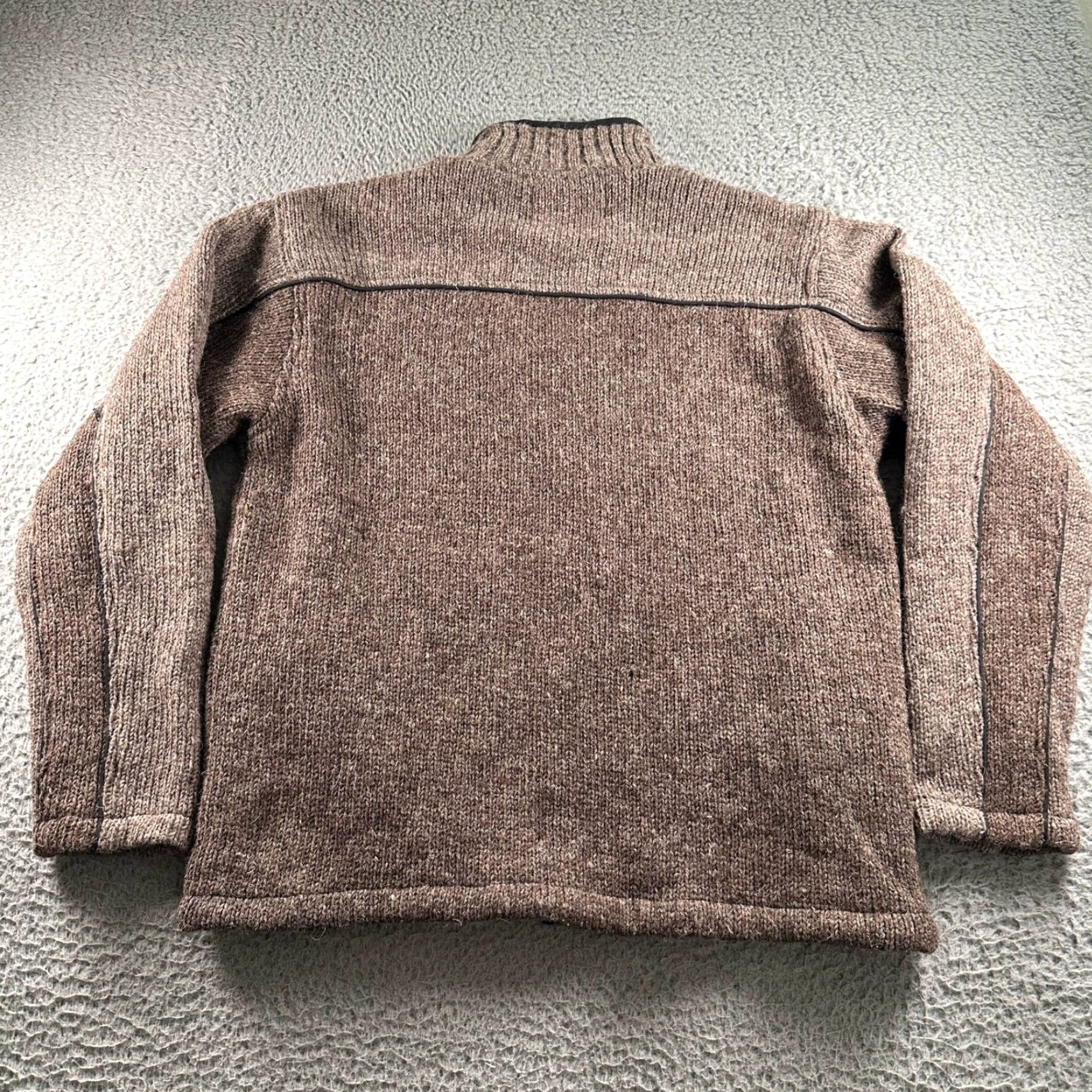 Market Aran Sweater Market Wool Full Zip Jacket Mens L Brown Lined Irish Sweater Size US L / EU 52-54 / 3 - 5 Thumbnail