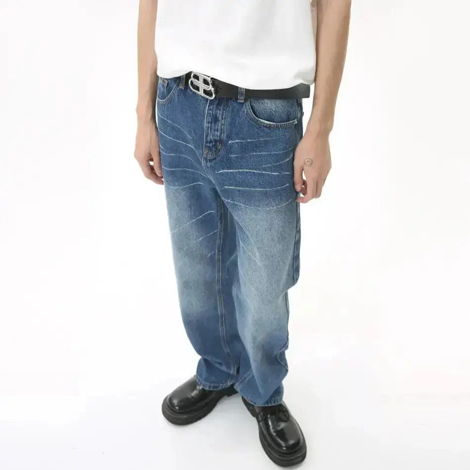 Japanese Brand Retro straight tube loose graffiti jeans Size US 32 / EU 48 - 3 Thumbnail