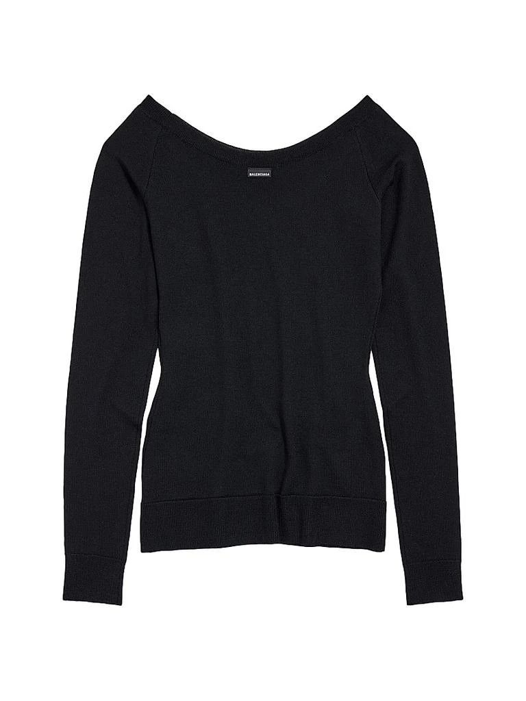 Balenciaga o1w1db10226 Off Shoulder V-Neck Sweater Fit In Black Size XS / US 0-2 / IT 36-38 - 2 Thumbnail
