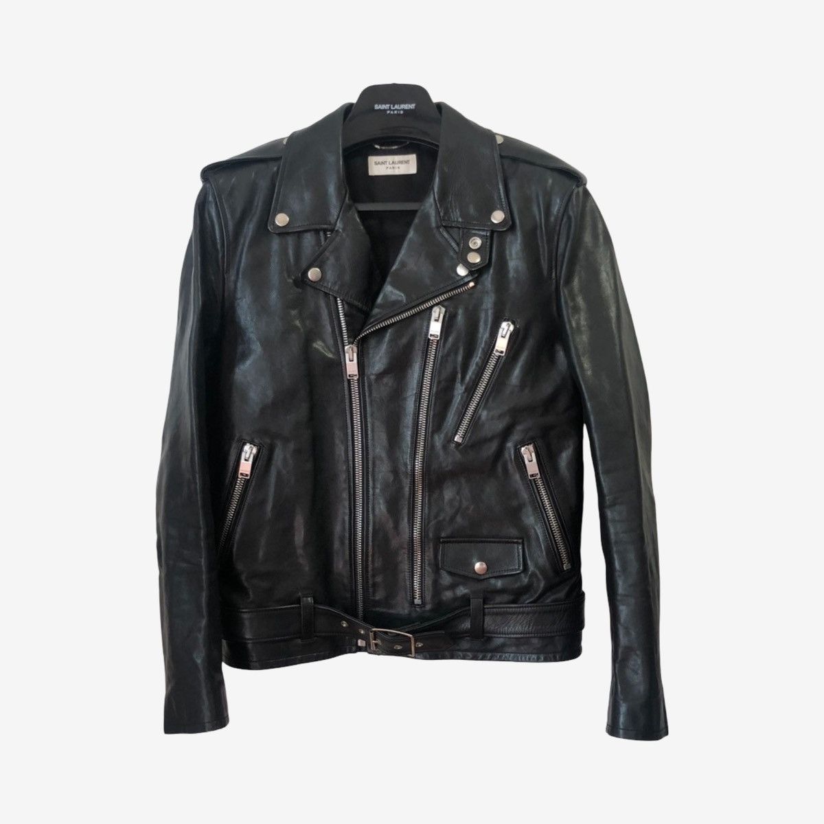 image of Saint Laurent Paris L17 Leather Jacket Sz52 in Black, Men's (Size Large)