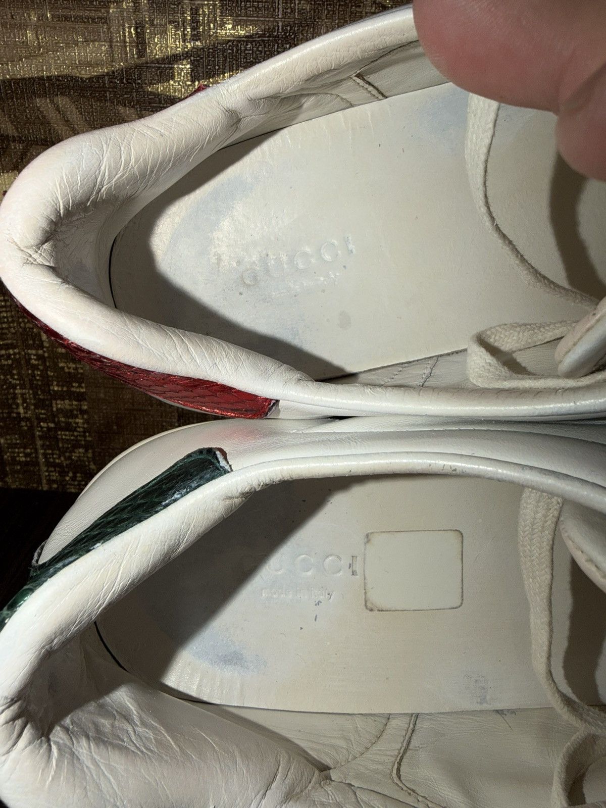 Gucci Gucci Ace Bee White Leather Low Top REd Green Snakeskin 37,5 Size US 7.5 / IT 37.5 - 13 Thumbnail