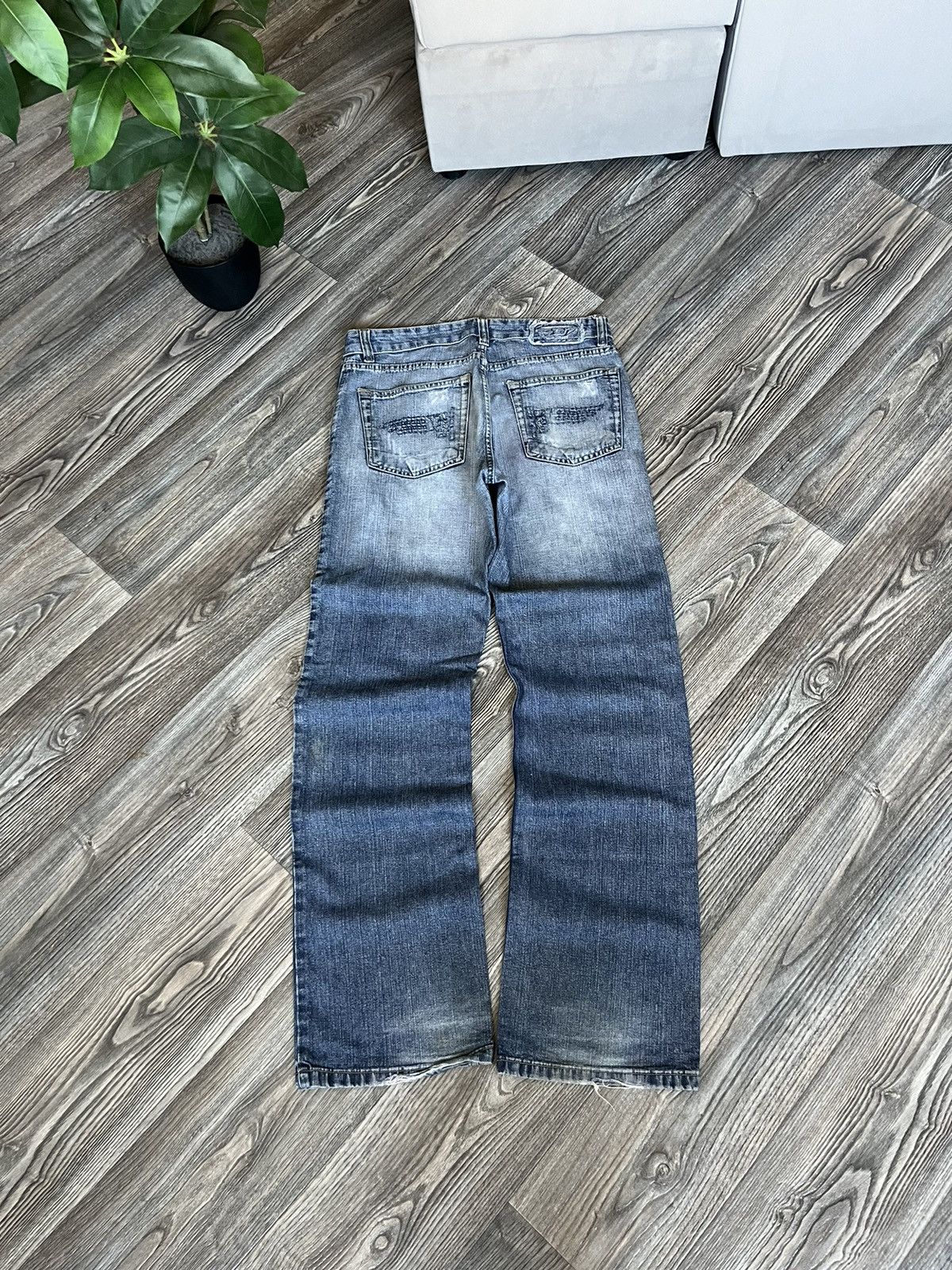 Diesel DIESEL WASHED DISTRESSED FLARED BIG LOGO BLUE Y2K JEANS Size US 31 - 2 Thumbnail