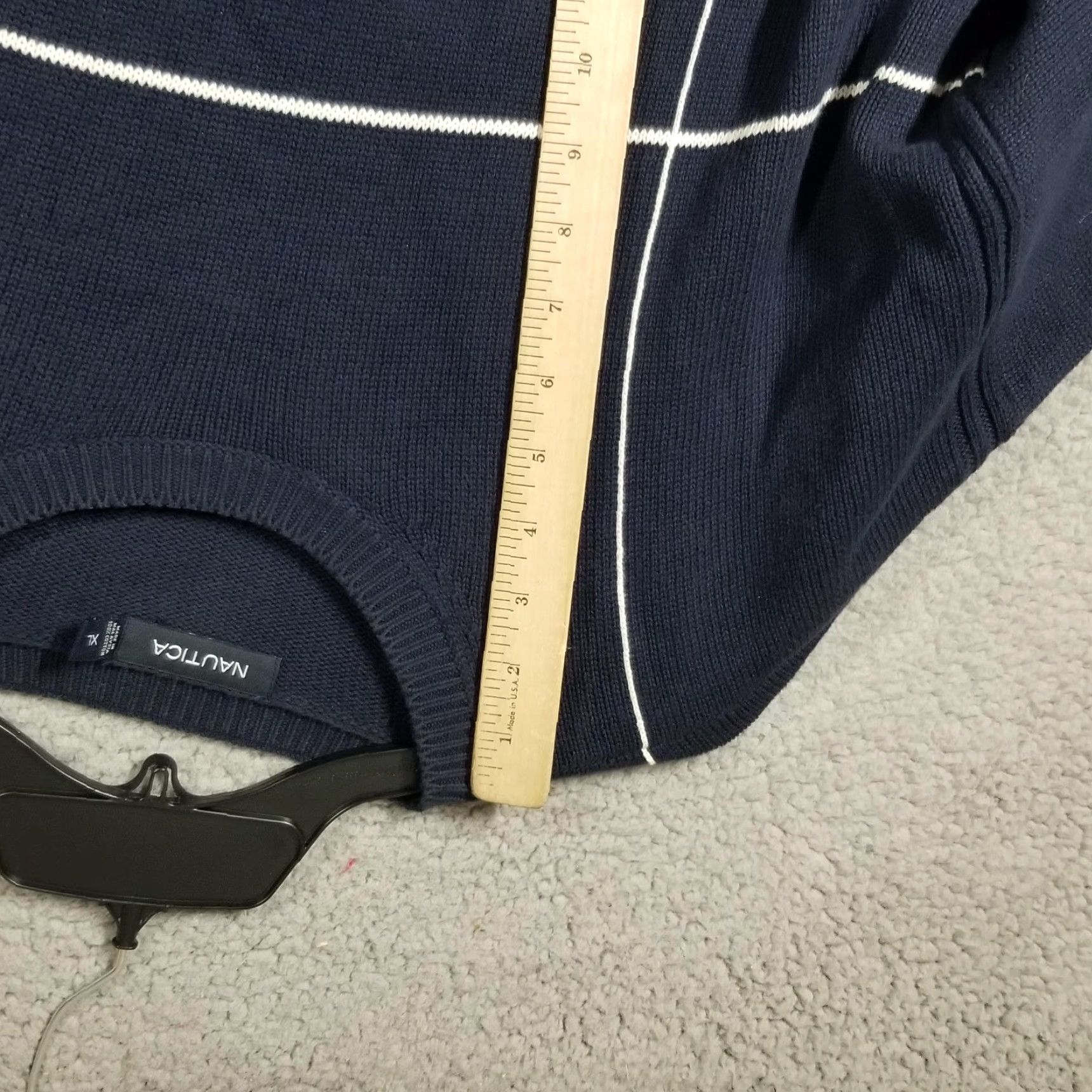 Nautica VINTAGE Nautica Sweater XL Navy Blue Windowpane Crewneck Cotton Pullover Mens Size US XL / EU 56 / 4 - 5 Thumbnail