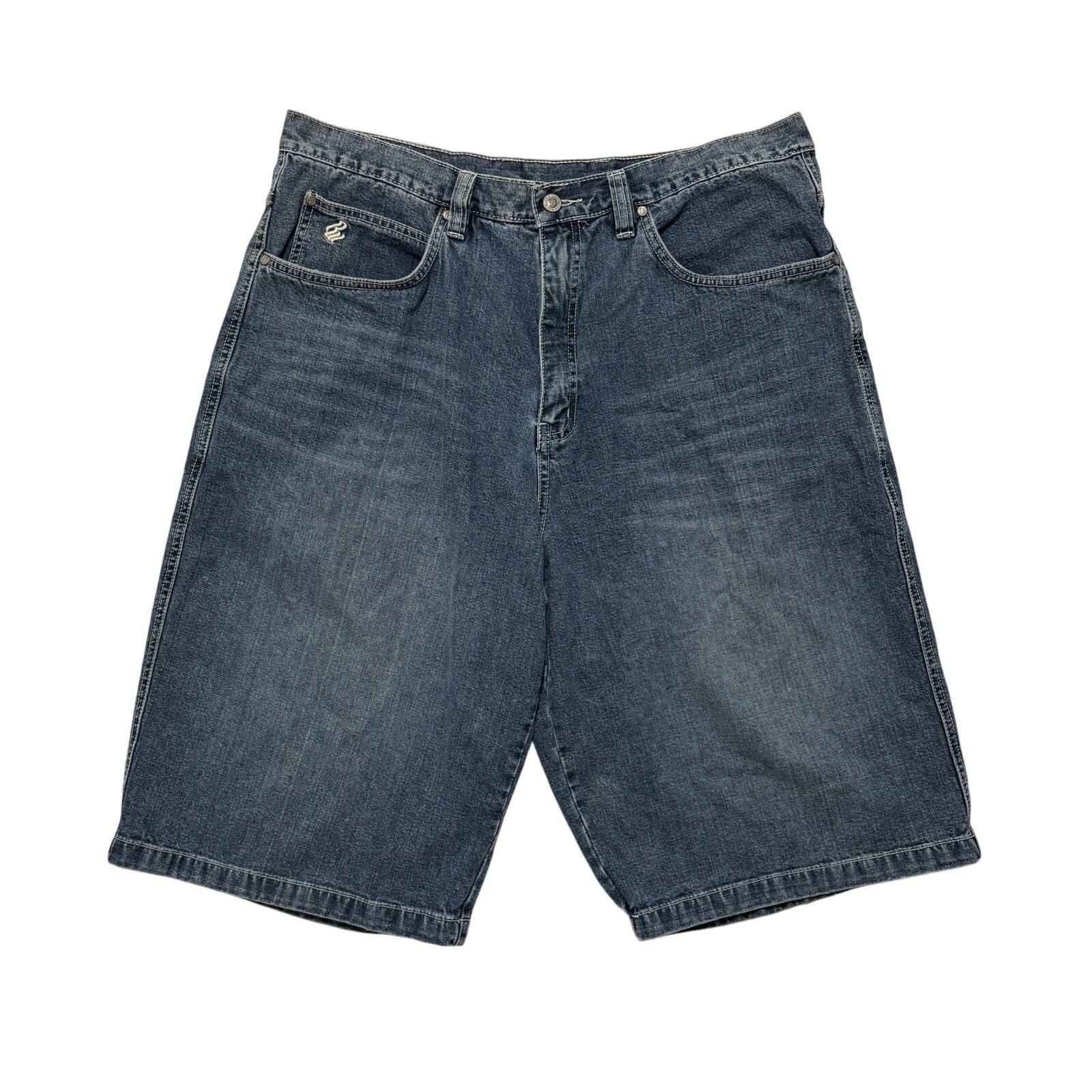 Rocawear Y2K 00s Rocawear Blue Embroidered Wide Leg Baggy Jean Shorts Size US 36 / EU 52 - 1 Thumbnail