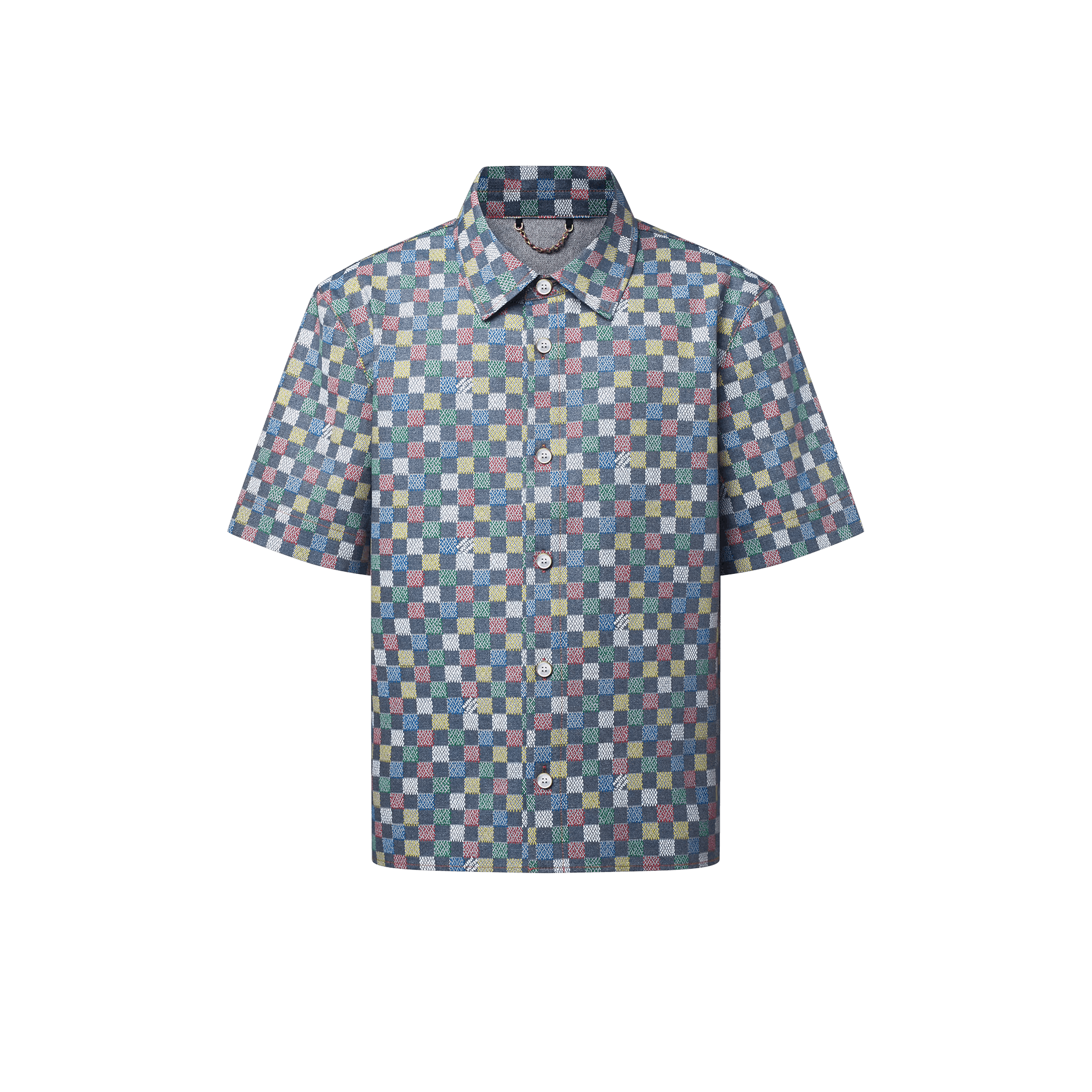 Damier Chambray Short-Sleeved Shirt