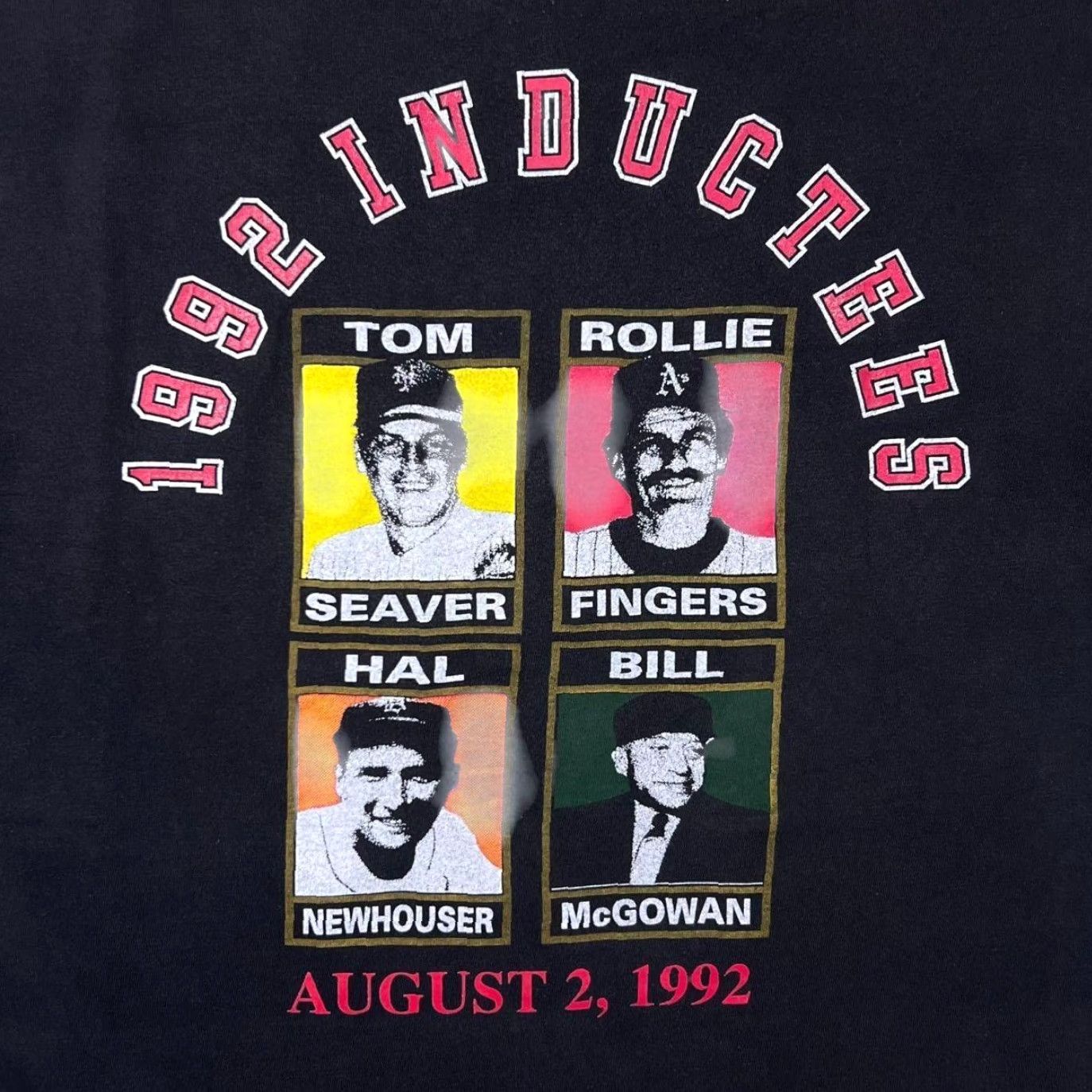 Vintage VINTAGE Baseball Hall Of Fame “1992 Inductees” Souvenir Single Stitch T-Shirt L Black Mens Regular Cotton Graphic Back Front Size US L / EU 52-54 / 3 - 4 Thumbnail