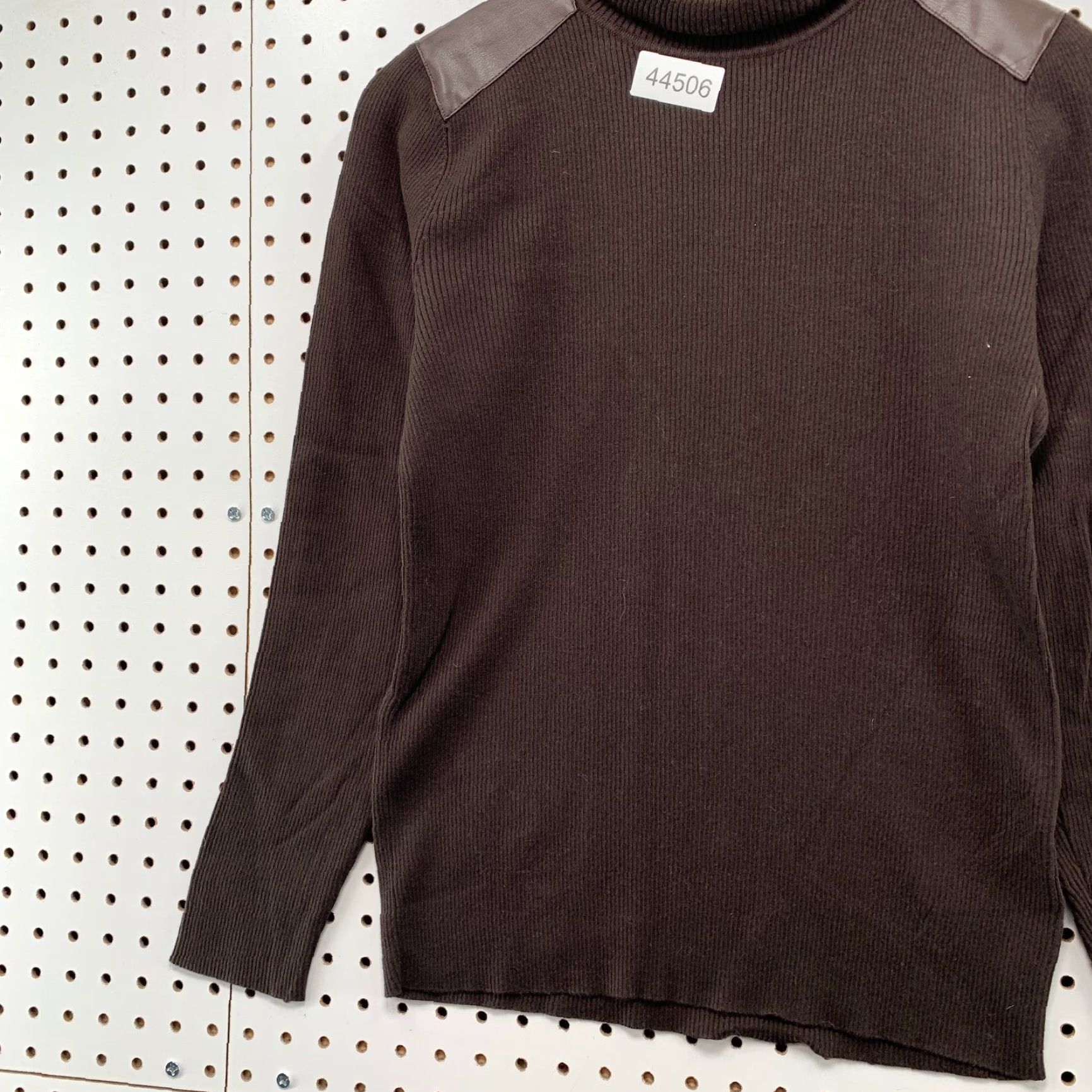 Ralph Lauren Lauren Ralph Lauren Sweater Long Sleeve Turtleneck Brown Faux Leather Elbow Shoulders Ribbed LRL Size L Mens Size US L / EU 52-54 / 3 - 4 Thumbnail