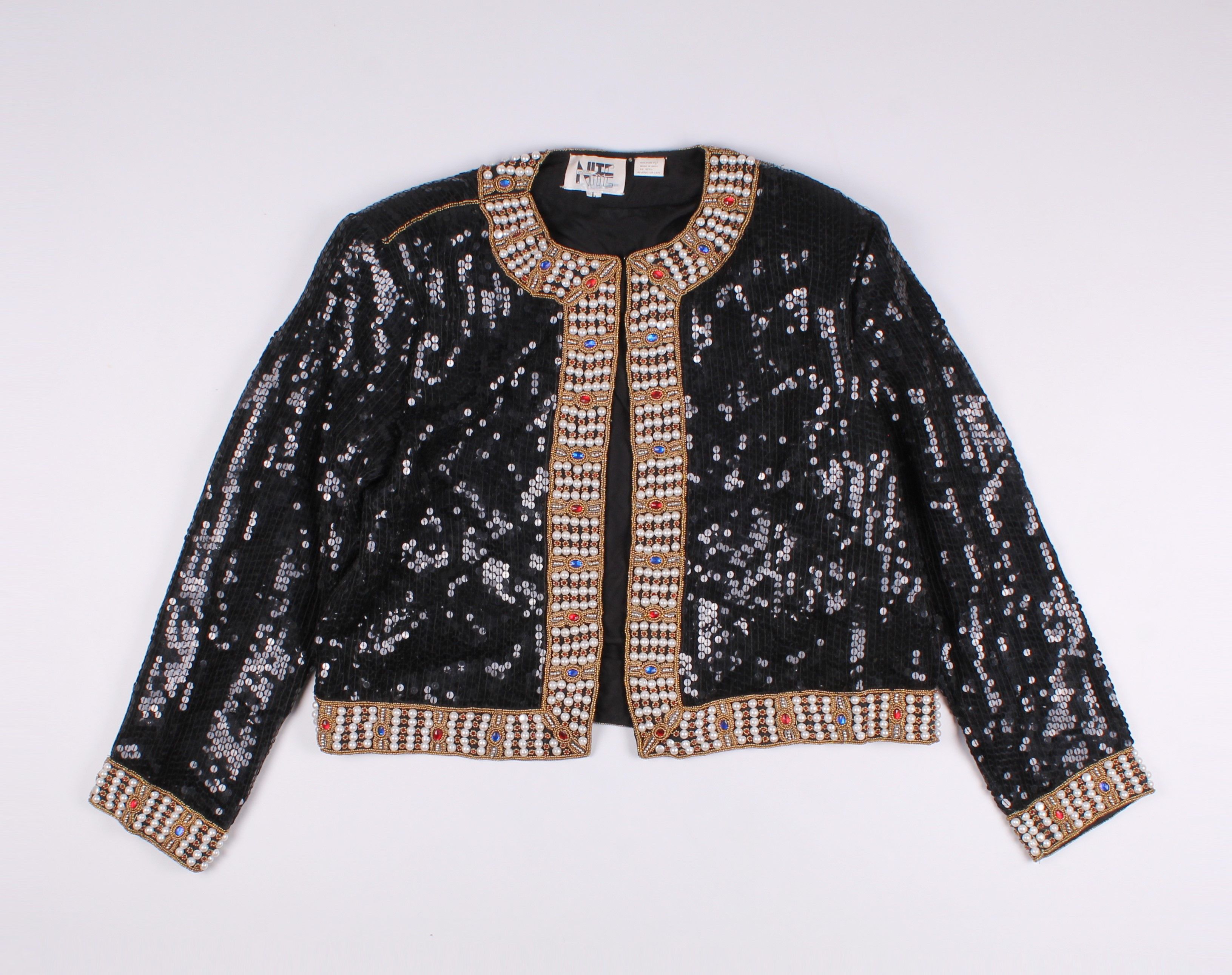 Other Nightline Vintage Stunning Sequins Beaded Silk Blazer Size L / US 10 / IT 46 - 1 Thumbnail