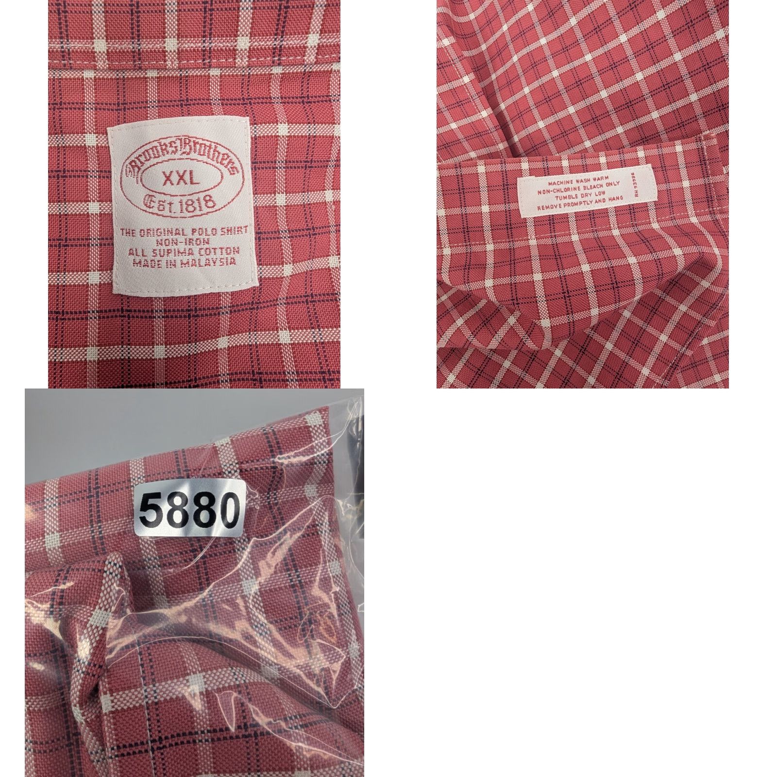 Brooks Brothers Brooks Brothers Shirt Mens 2XL Plaid Red Non-Iron Supima Cotton Long Sleeve Button-Up Button-Down Size US XXL / EU 58 / 5 - 8 Thumbnail