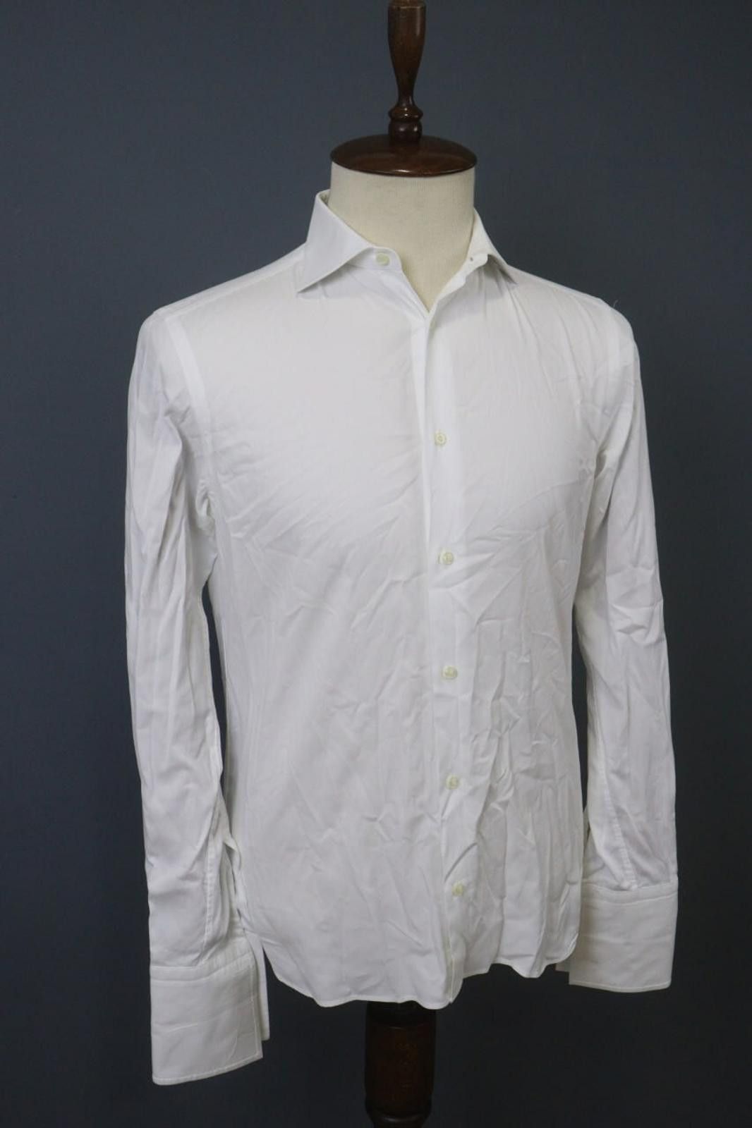 Designer Boggi White Cotton Collared Front Dress Shirt Size 40 Size 38R - 8 Thumbnail
