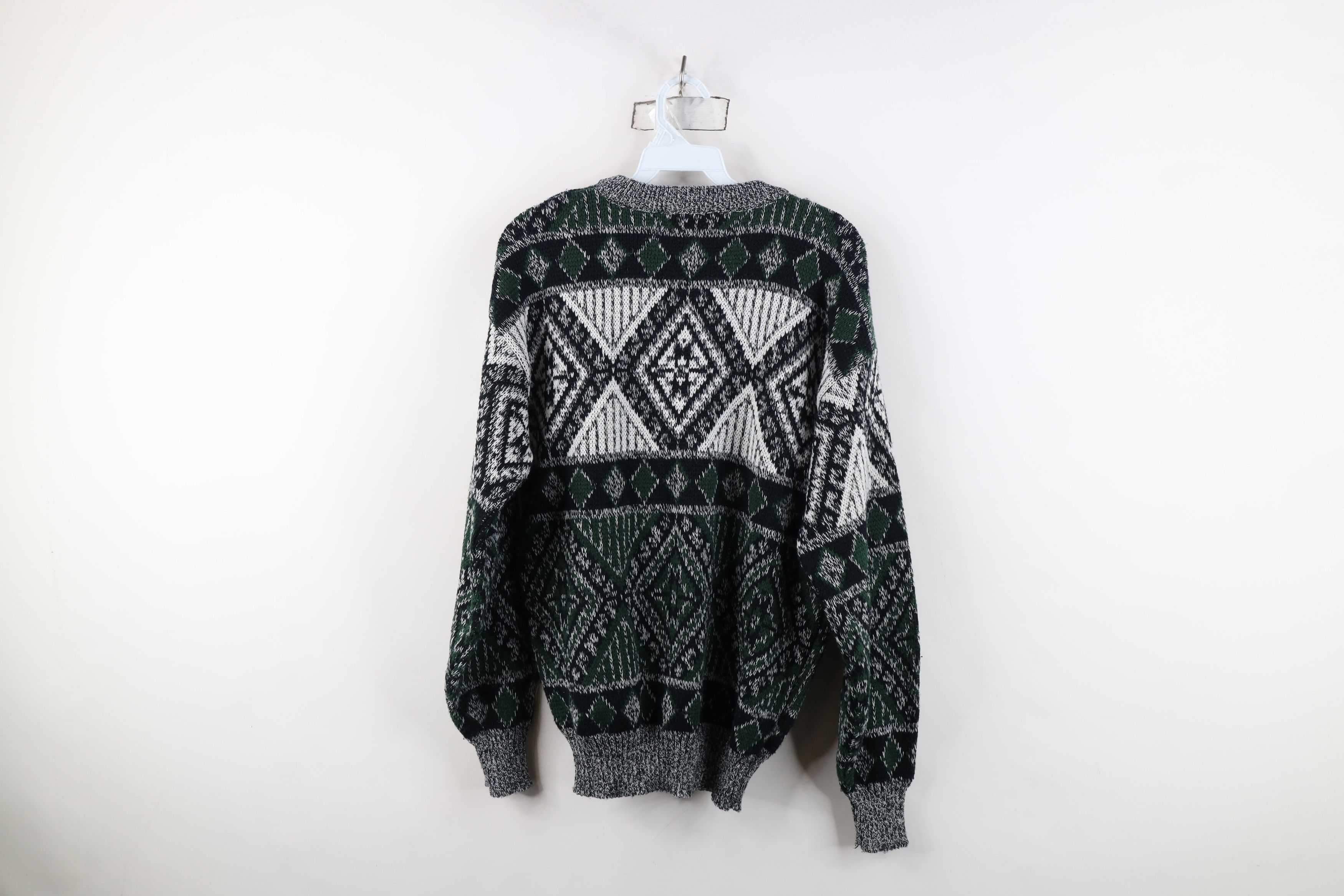 Vintage Vintage 90s Coogi Style Leather Trim Diamond Knit Sweater Size US S / EU 44-46 / 1 - 9 Thumbnail