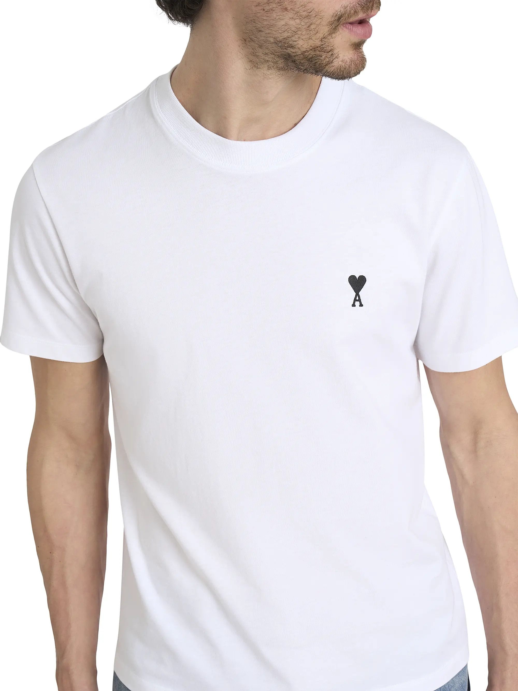 AMI os11x0226 Contrasted Ami de Coeur Cotton T-Shirt in White Size US M / EU 48-50 / 2 - 5 Thumbnail