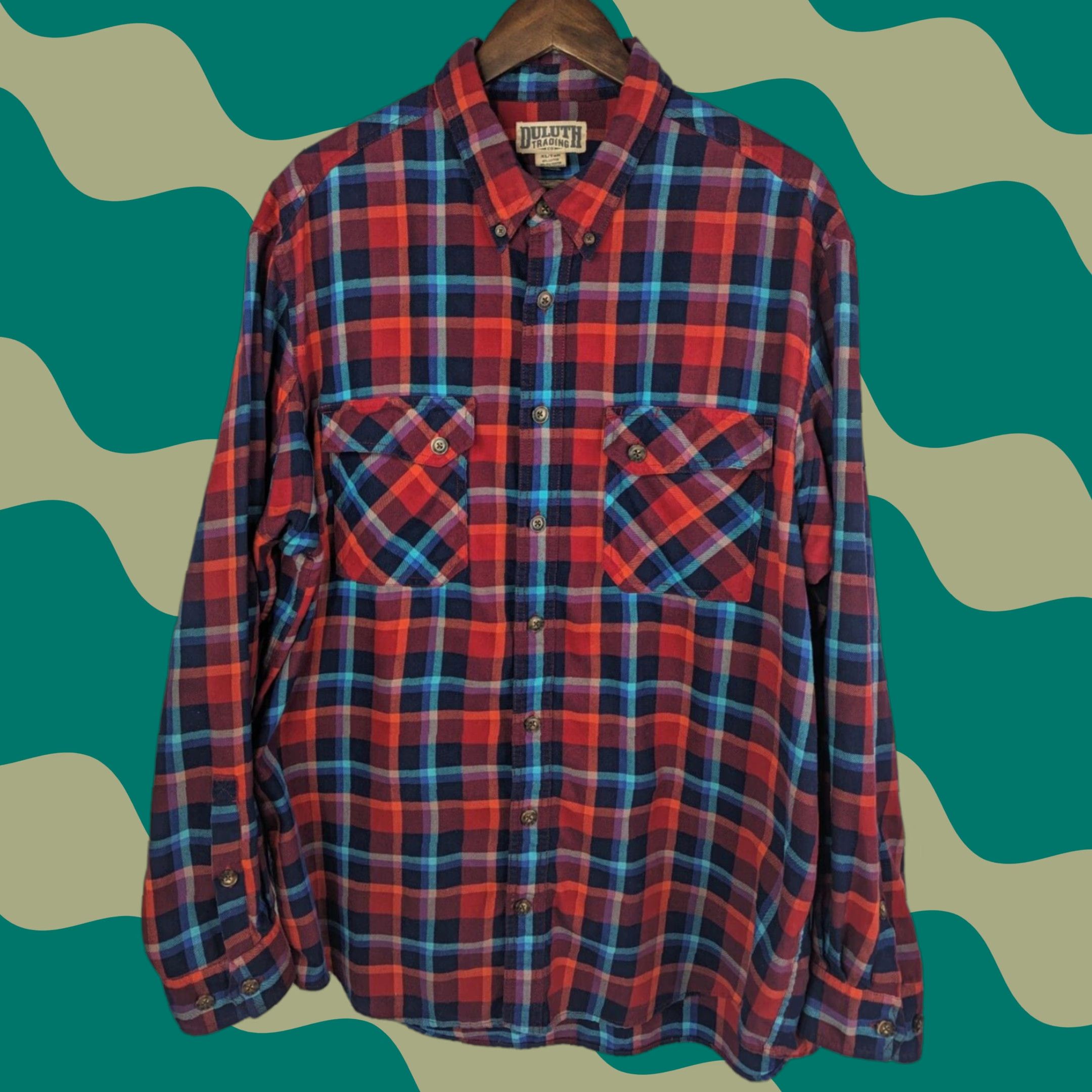 Vintage Duluth Free Swingin Wicking Red Blue Plaid Flannel Long Sleeve Mens XL Tall Shirt Size US XL / EU 56 / 4 - 1 Thumbnail