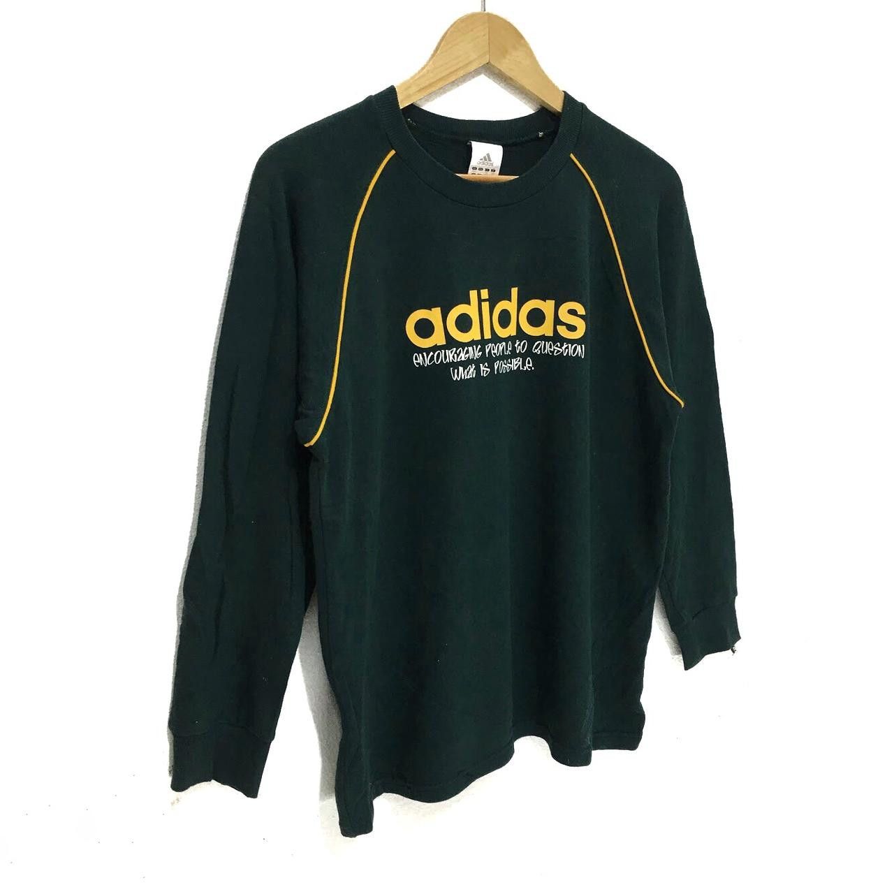 Adidas Vintage ADIDAS Spell Out 3 Stripes Green Crewneck Sweatshirt Size S / US 4 / IT 40 - 2 Thumbnail