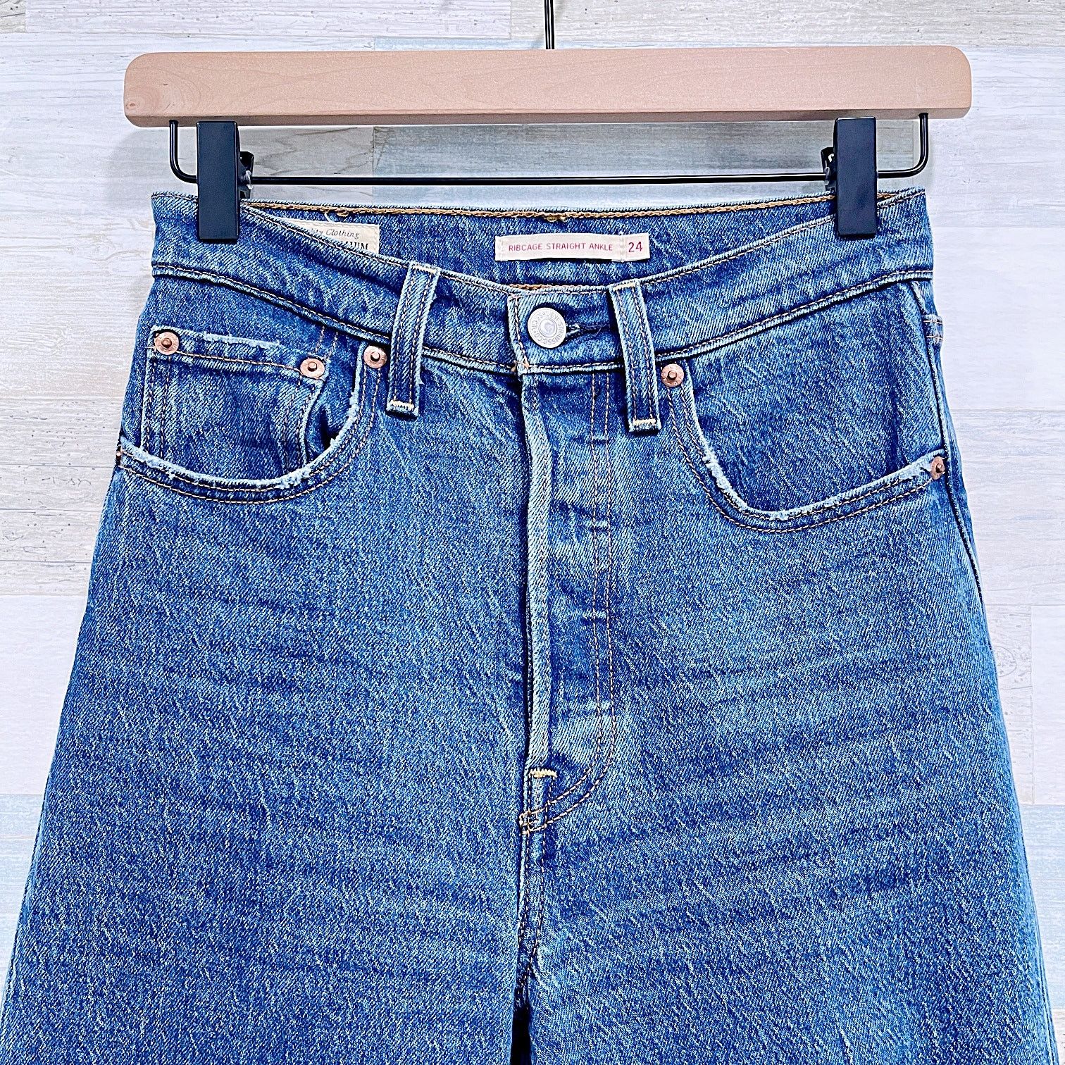 Levi's Levis Premium Ribcage Straight Ankle Jeans Blue Womens 24 Size 24" / US 00 / IT 34 - 2 Thumbnail