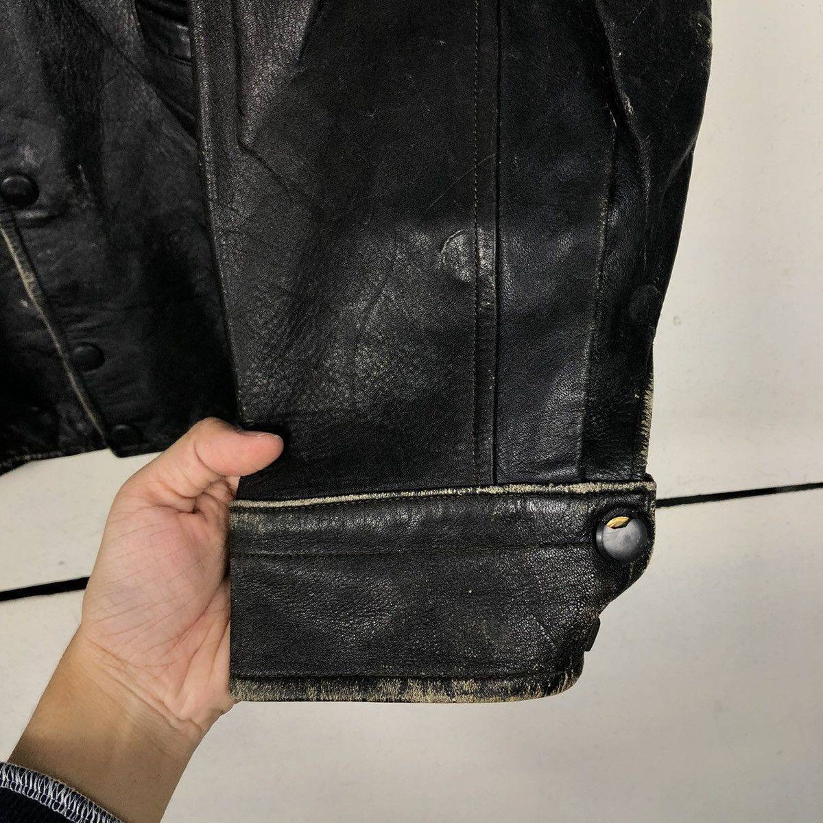 Japanese Brand 🔥VINTAGE 80’s BIKER LEATHER JACKET OXLEATHER FUR BLANKET Size US M / EU 48-50 / 2 - 16 Thumbnail