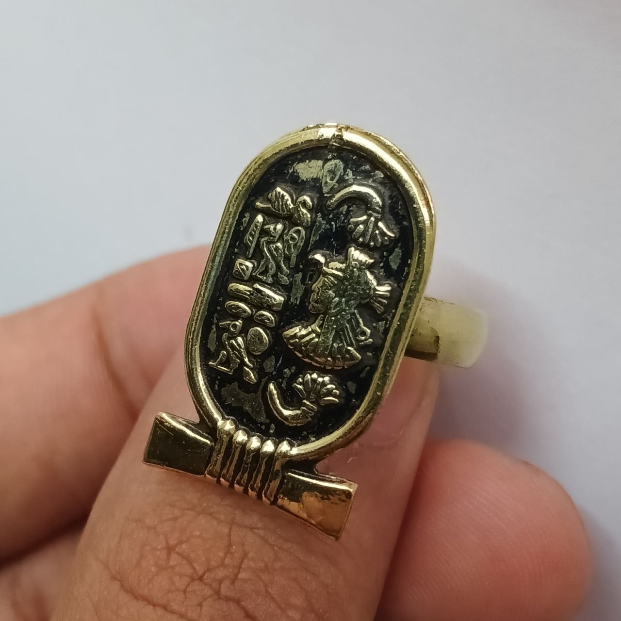 Handmade Handmade Egyptian Copper Ring with Hieroglyphic Size 8 Size ONE SIZE - 4 Thumbnail