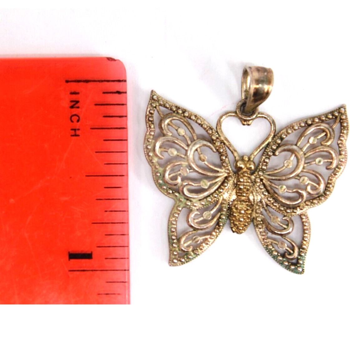 Other Vintage Silver Butterfly Pendant Filigree Wings Size ONE SIZE - 2 Thumbnail