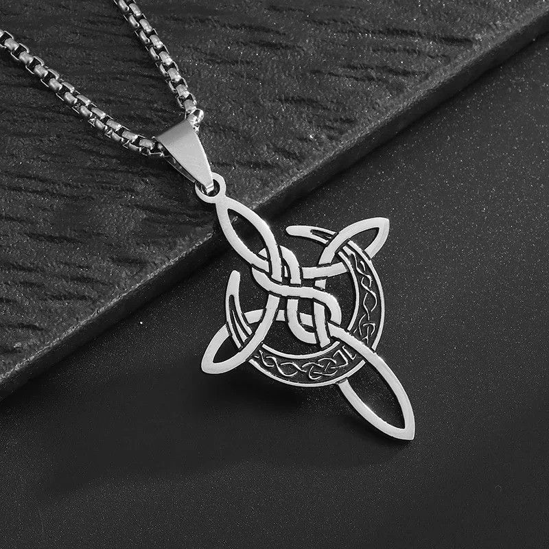 Vintage Knot Moon Cross Pendant Necklace Size ONE SIZE - 3 Thumbnail