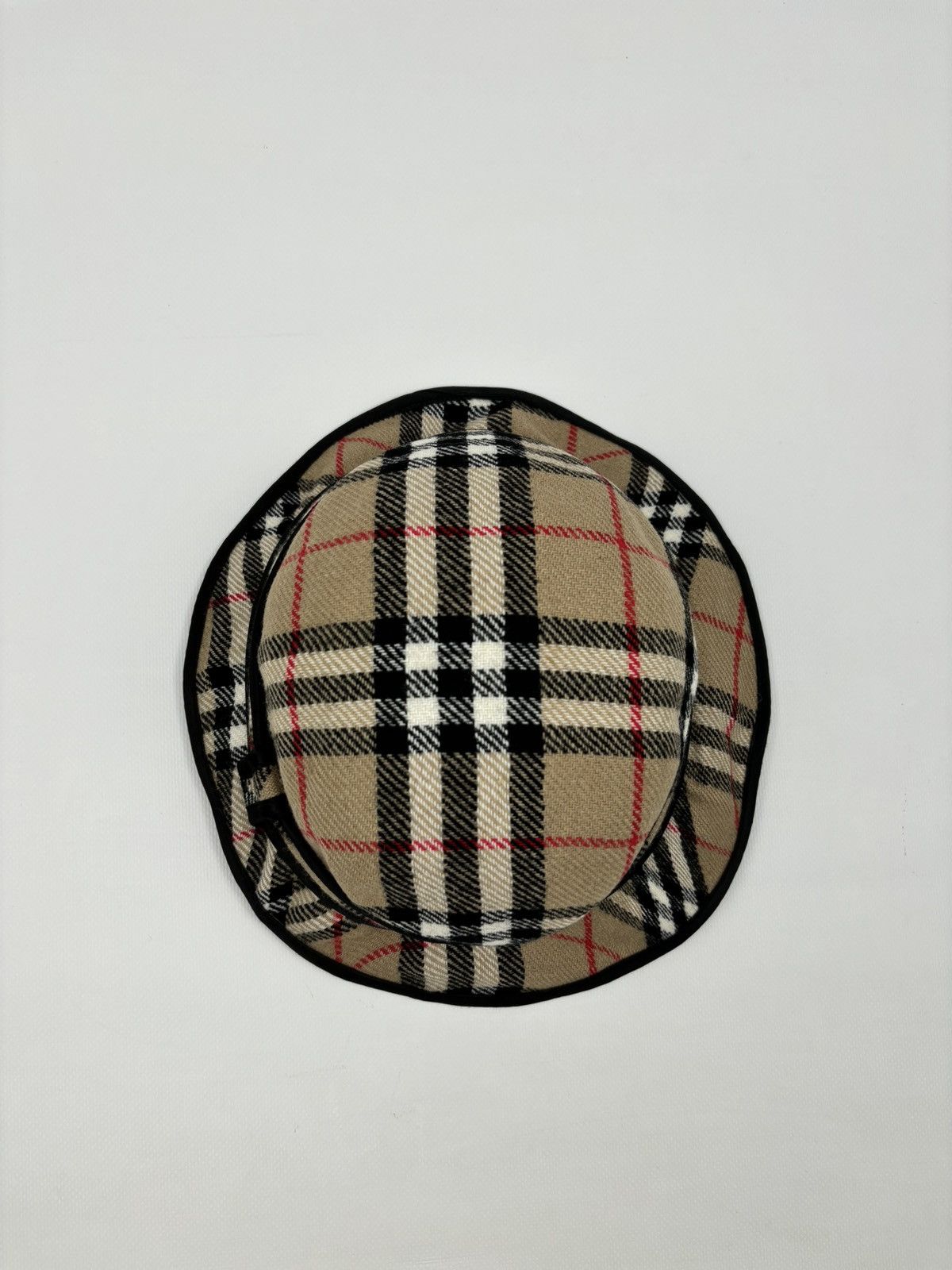 Burberry × Burberry Prorsum RARE VTG 90's BURBERRY'S Wool Nova Check Beige Bucket Hat England Cap Panama M Size ONE SIZE - 7 Thumbnail