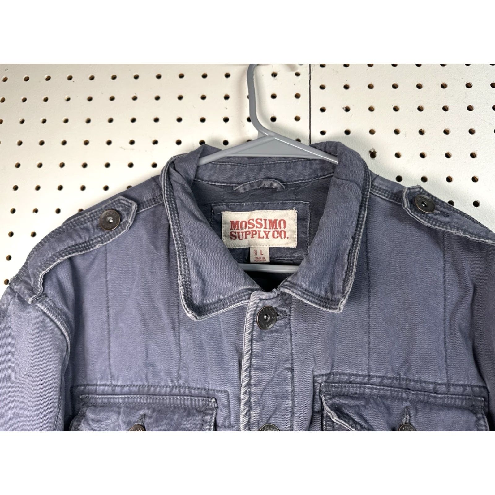 Mossimo VINTAGE Mossimo Jacket Womens Large Navy Button Up Collared Field Coat Shirt Size L / US 10 / IT 46 - 4 Thumbnail