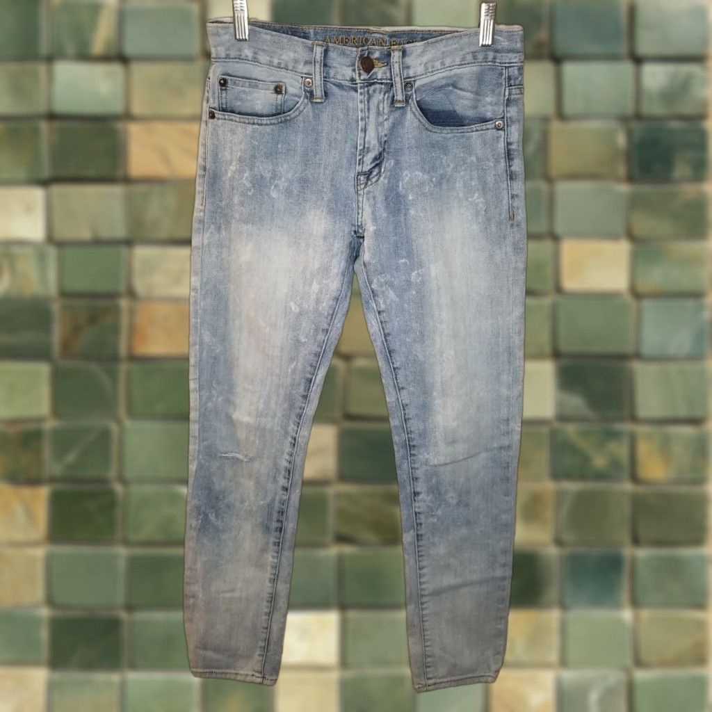 American Eagle Outfitters American Eagle Outfitters Jeans Women's Skinny Distressed Acid Wash Light Blue 28/30 Womens Size 28" / US 6 / IT 42 - 1 Thumbnail