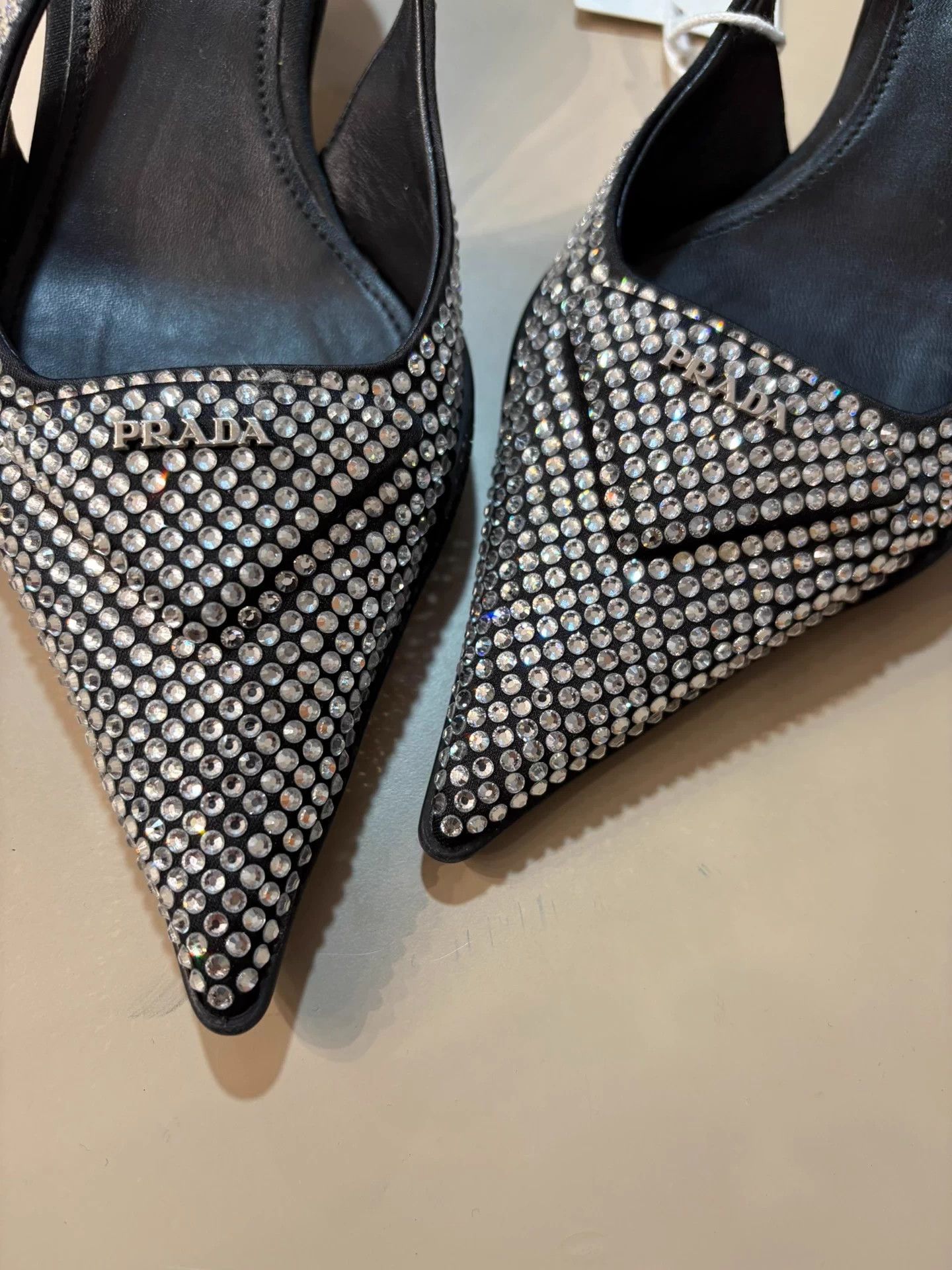 Prada Prada High Pave Pointed Toe Kitten Heel Pumps LN 35.5(36) Size US 5 / IT 35 - 2 Thumbnail