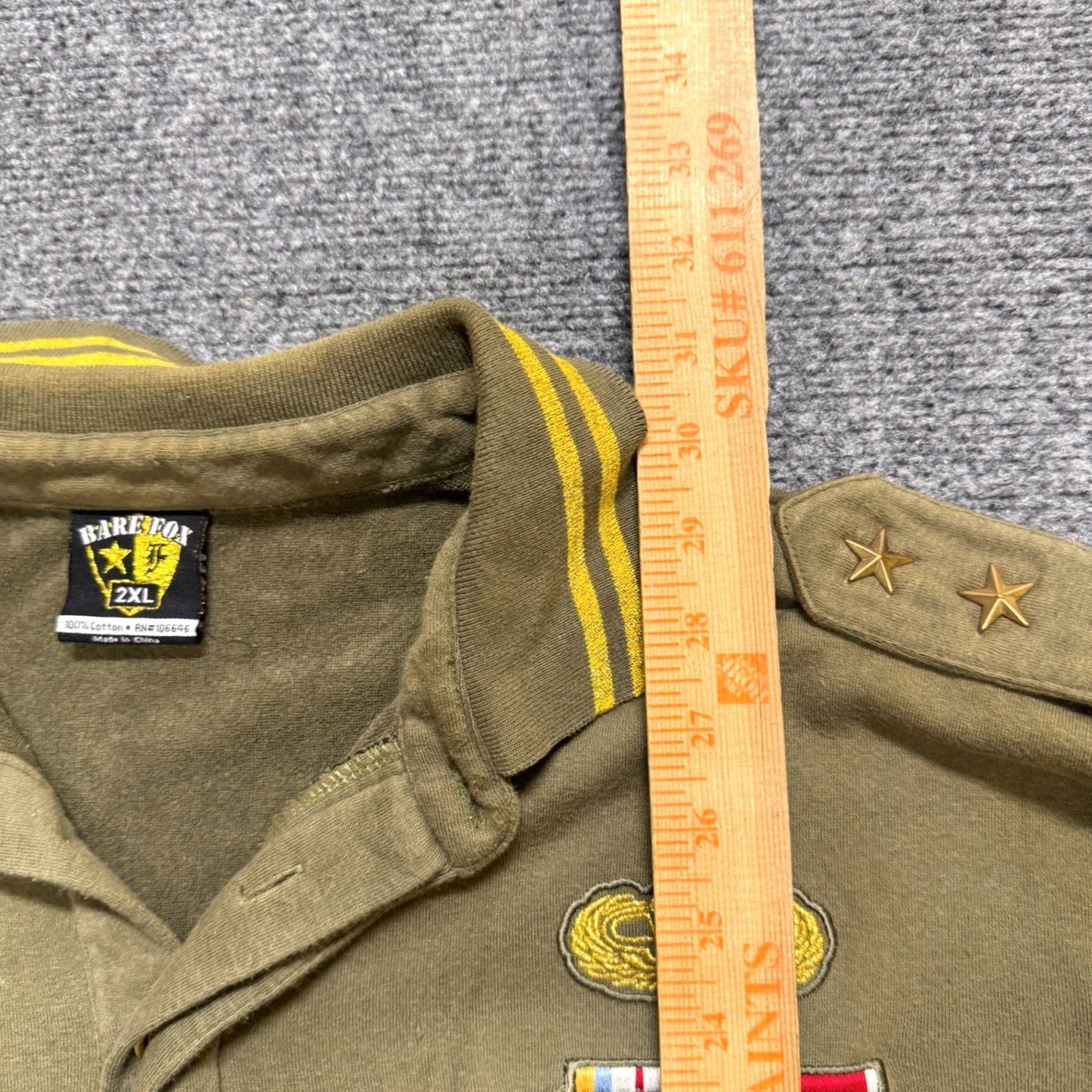 Vintage Bare Fox Polo Shirt Men's 2XLT Long Sleeve Cotton Embroidered Green Y2K Military Distressed Vintage Style Shirts/Boys? Size US XXL / EU 58 / 5 - 3 Thumbnail