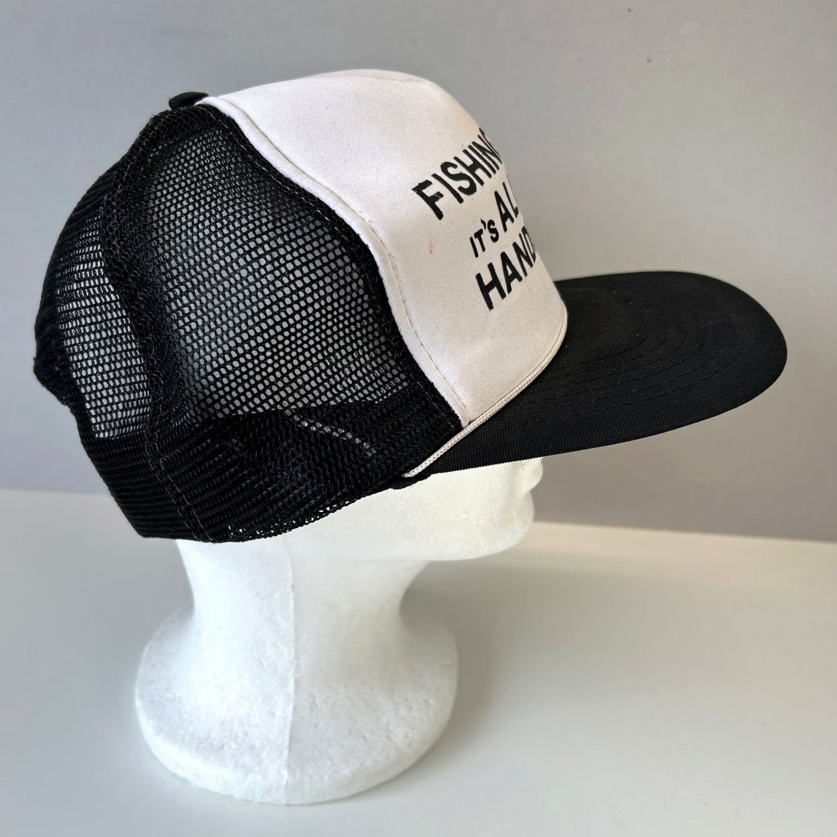 Vintage VINTAGE Funny Fishing Hat Trucker Like Sex It’s How You Handle The Rod Black Size ONE SIZE - 5 Thumbnail