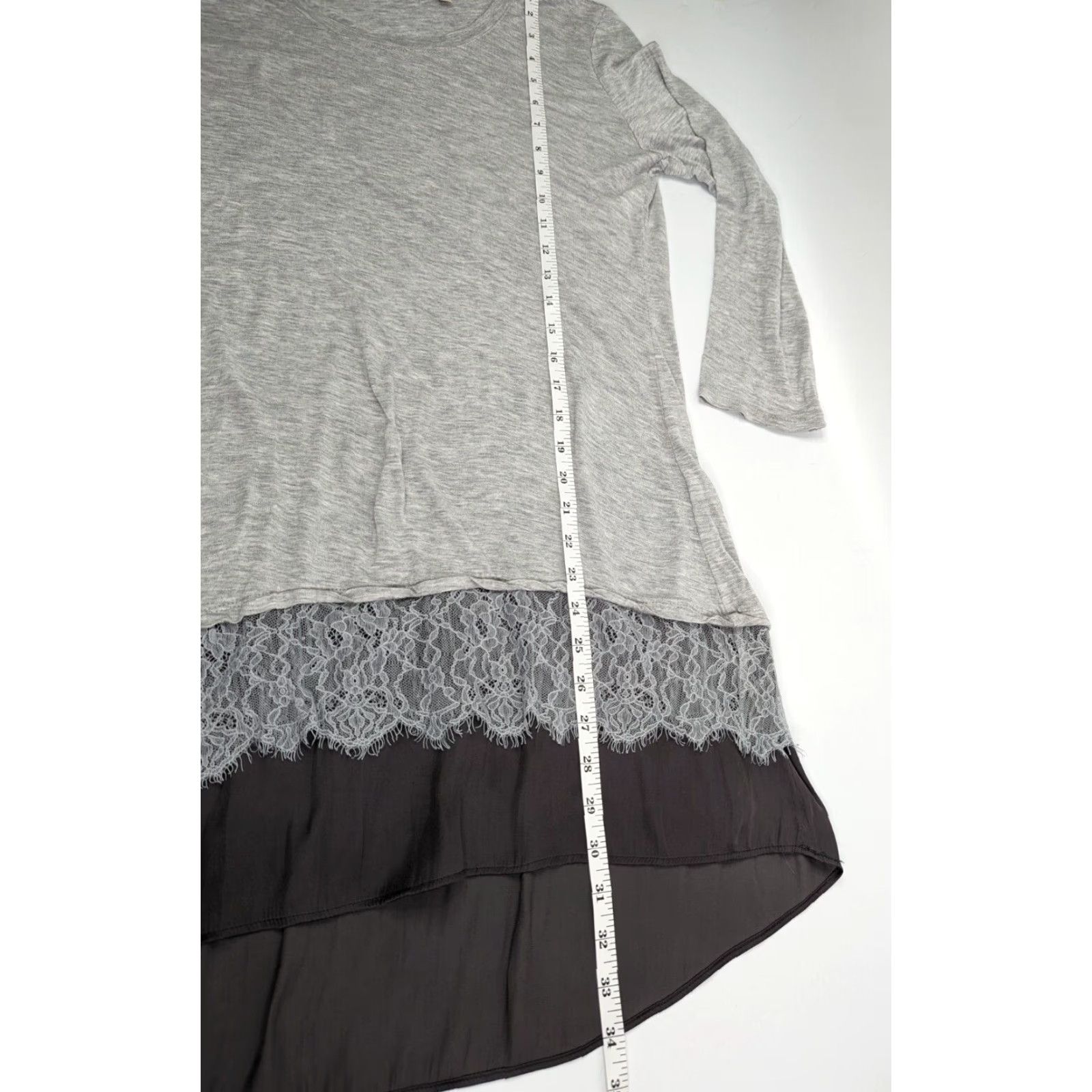 Vintage LOGO Lori Goldstein Grey Tunic 3/4 Sleeve Floral Hem Shirt Women's XXS Size XXS / US 00 / IT 34 - 6 Thumbnail