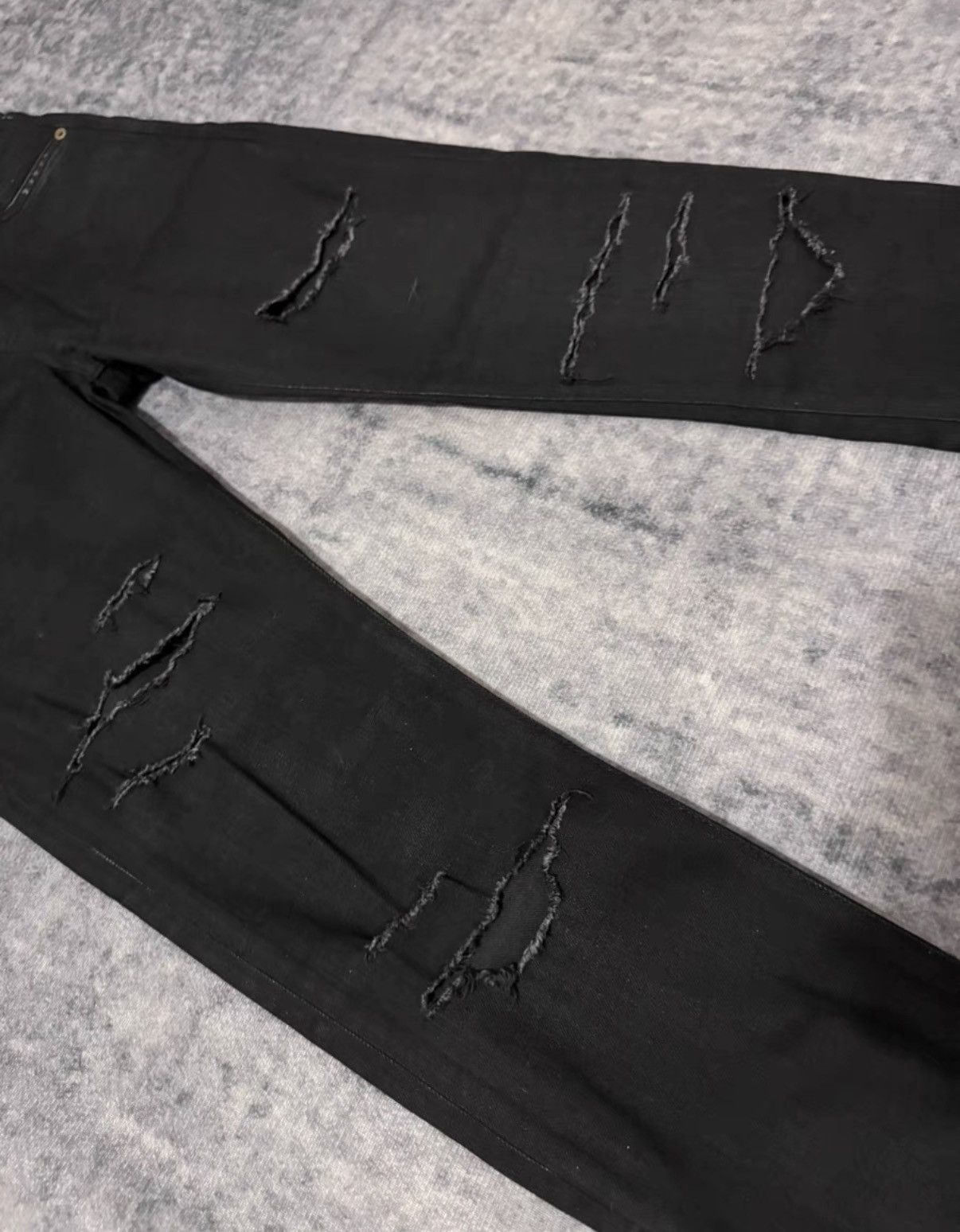 Saint Laurent Paris SLP) 15FW Coated Waxed Heavy Distressed Denim Jeans Size US 29 - 3 Thumbnail