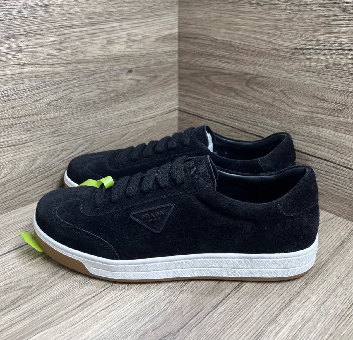 Prada Prada Black Triangle Logo Retro Sneakers J41 Size US 7 / EU 40 - 1 Thumbnail