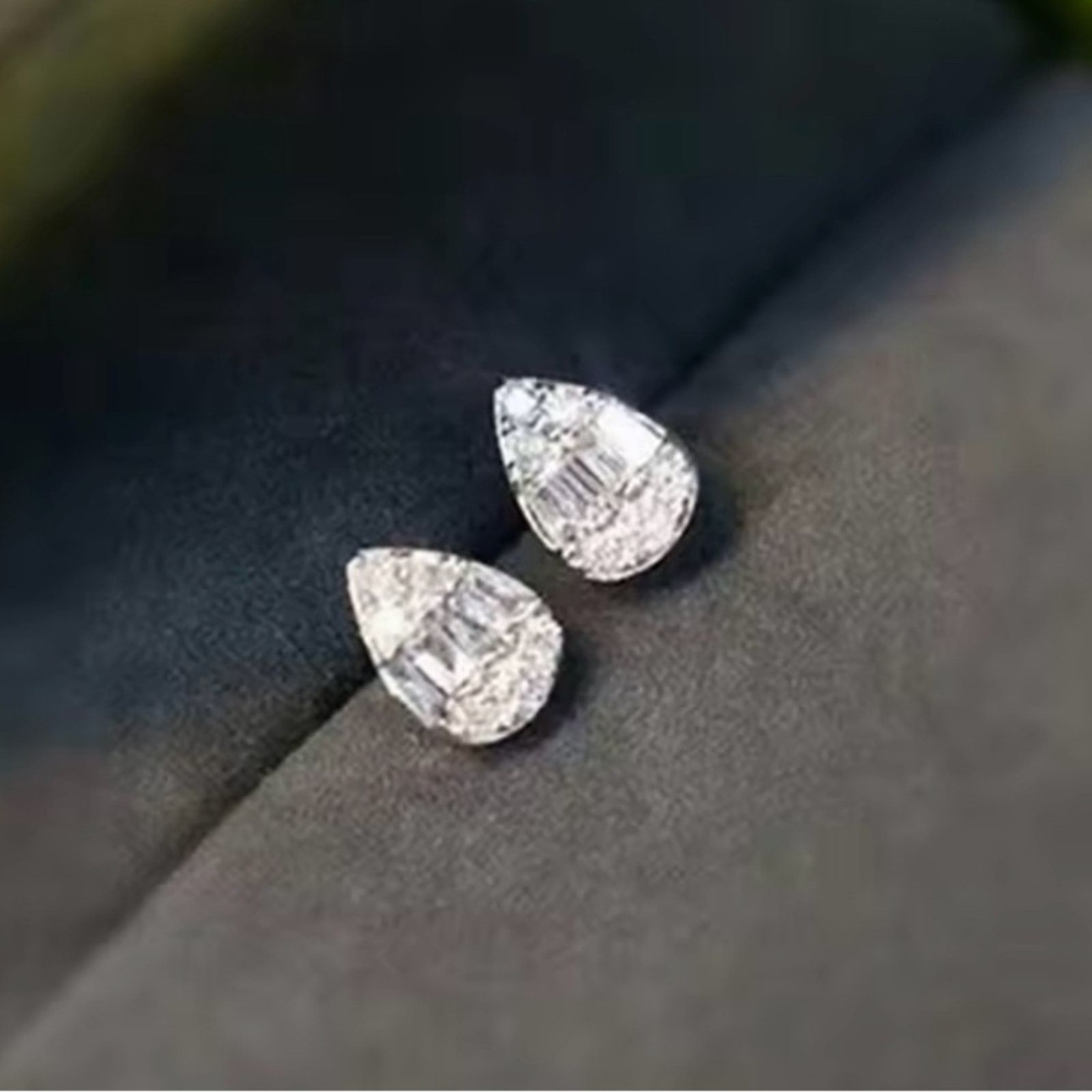 Other Delicate Water Drop Shaped Cz Stud Earrings Size ONE SIZE - 2 Thumbnail